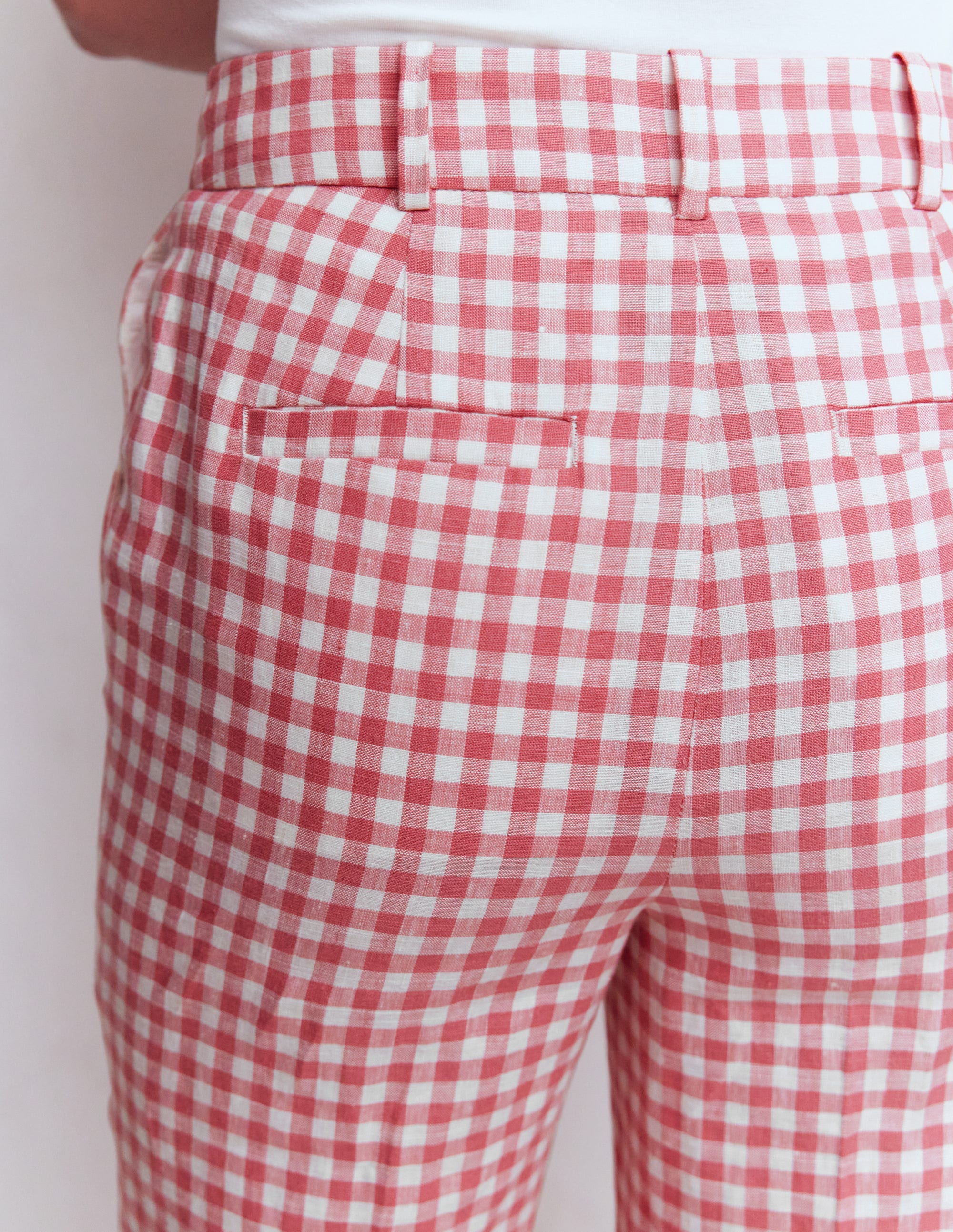 Canonbury 7/8 Linen Pants-Vintage Rose Gingham | Boden USA