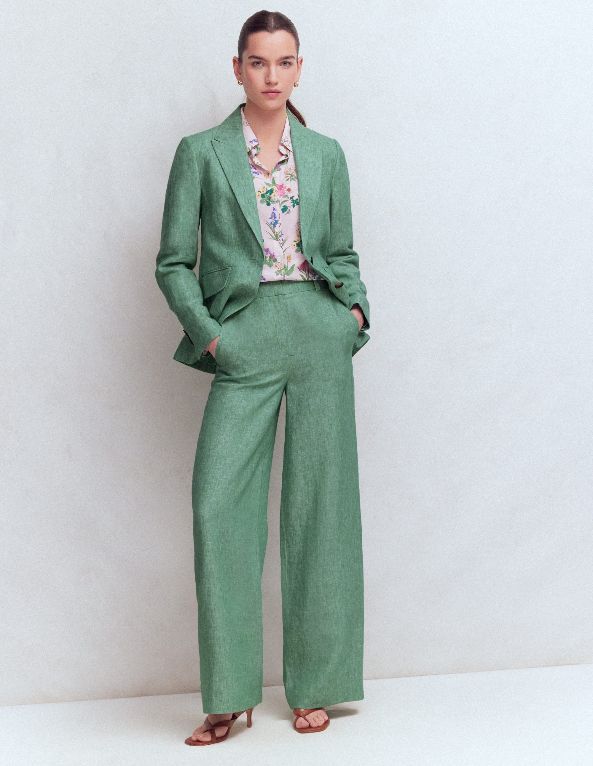 Belgravia Linen Pants-Aloe Green Chambray - Image 1