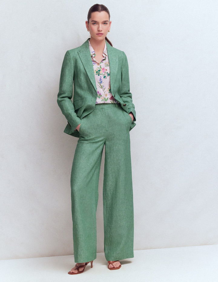 Belgravia Linen Pants-Aloe Green Chambray