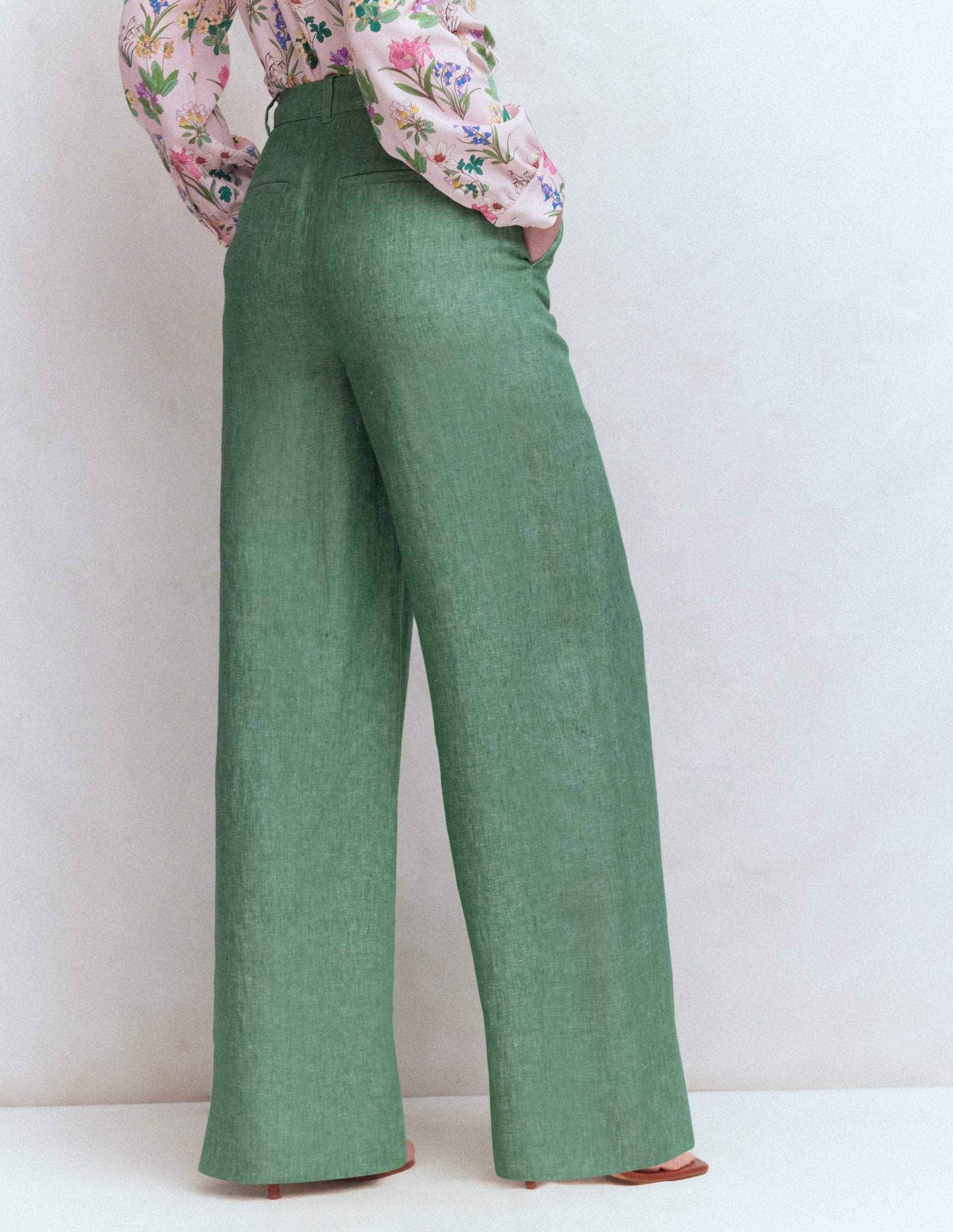 Belgravia Linen Pants-Aloe Green Chambray-4