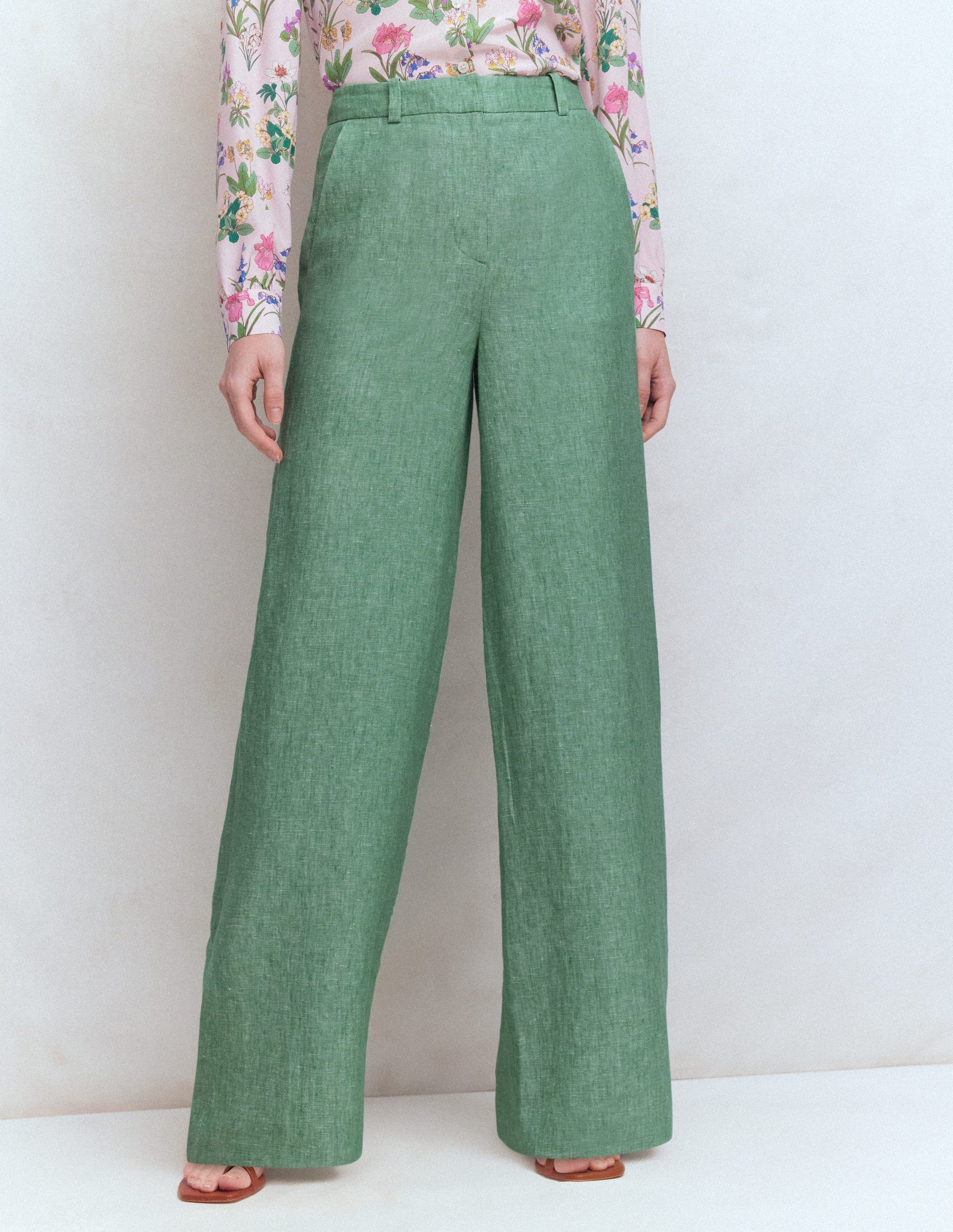 Belgravia Linen Pants-Aloe Green Chambray-5