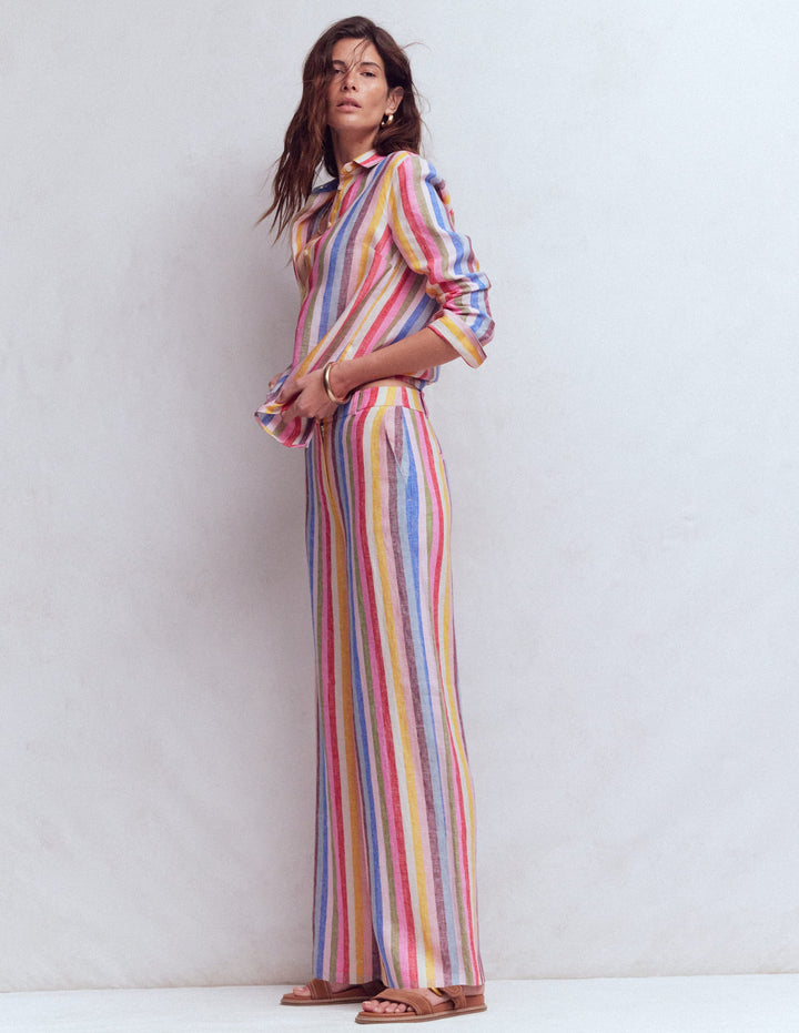Belgravia Linen Pants-Multi Stripe