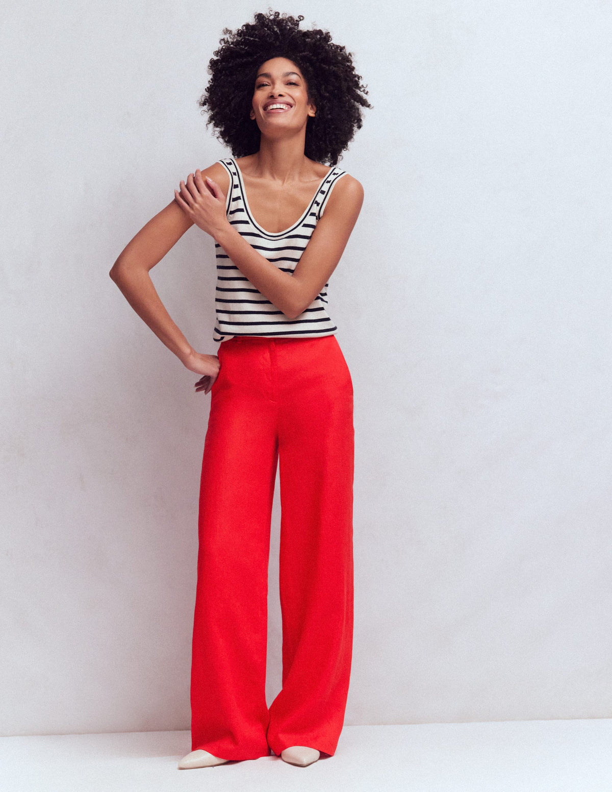 Belgravia Linen Pants-Bright Cherry - Image 1