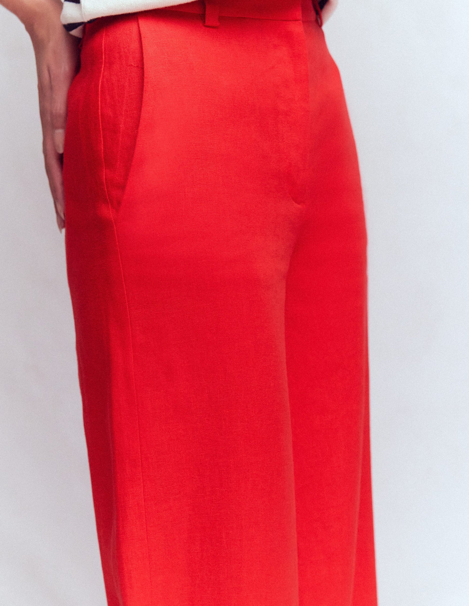 Belgravia Linen Pants-Bright Cherry-2