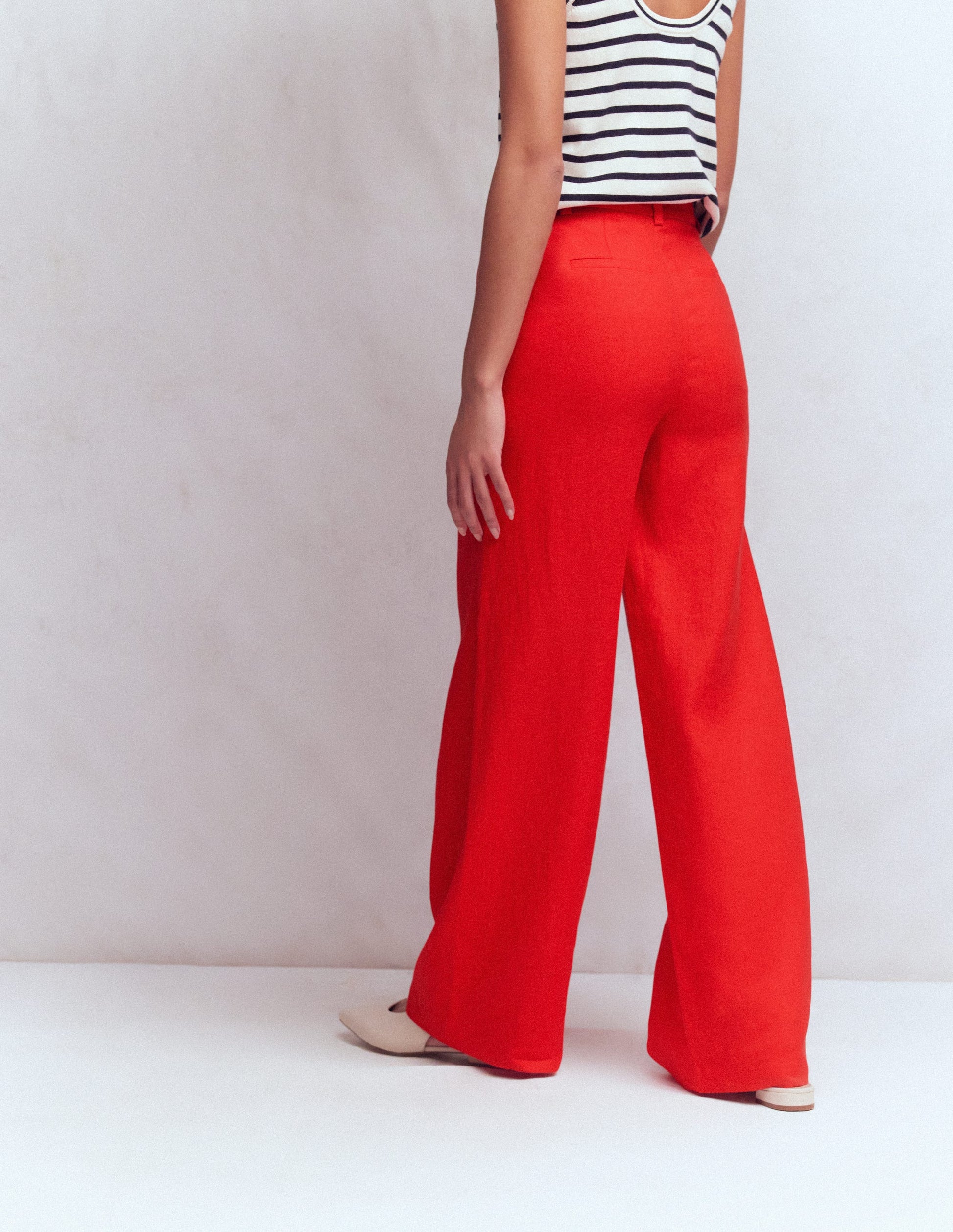 Belgravia Linen Pants-Bright Cherry-3