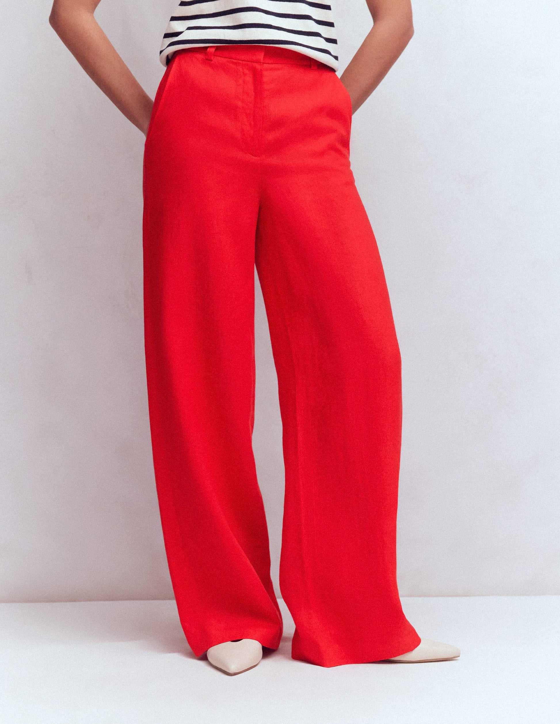 Belgravia Linen Pants-Bright Cherry-4
