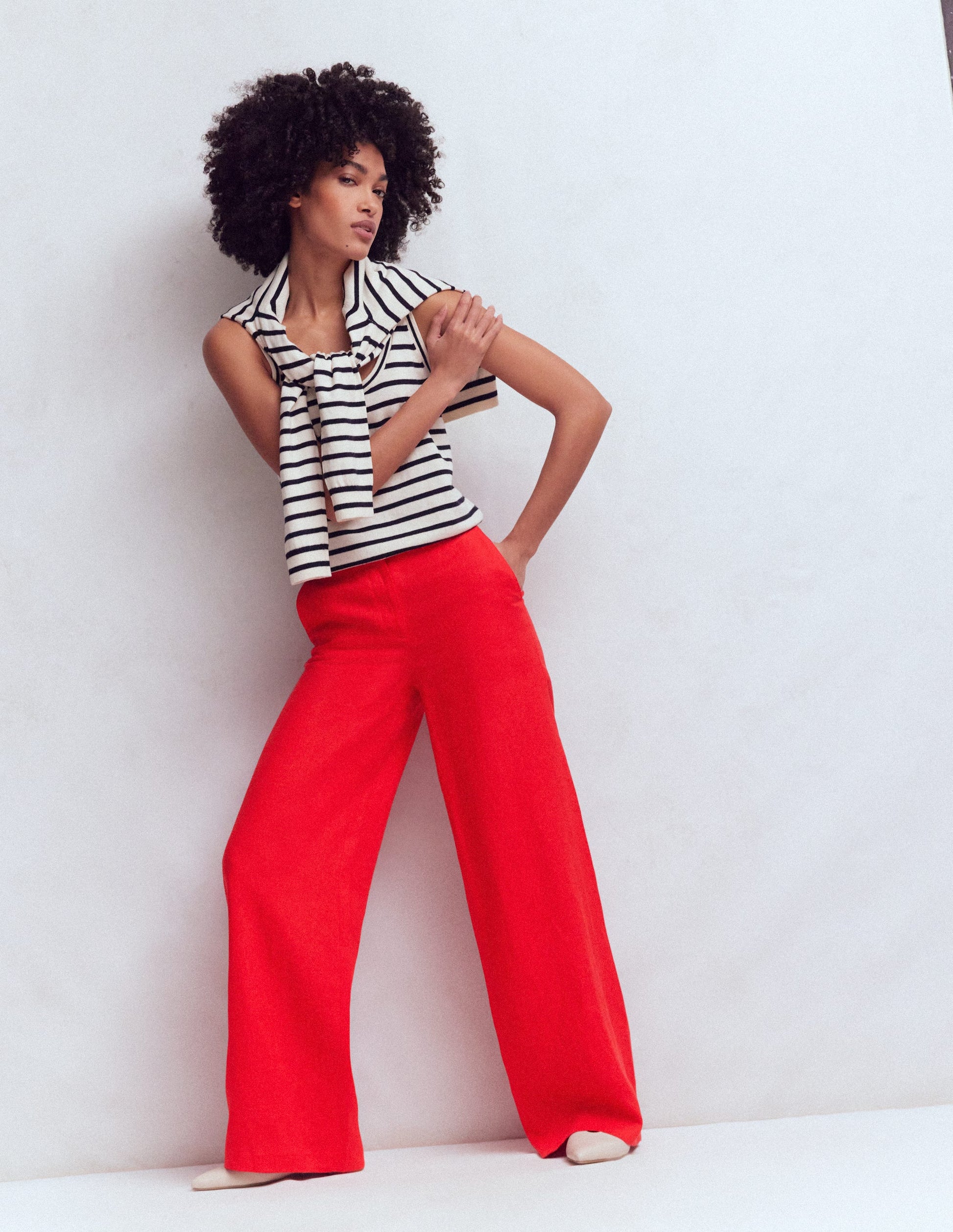 Belgravia Linen Pants-Bright Cherry-5