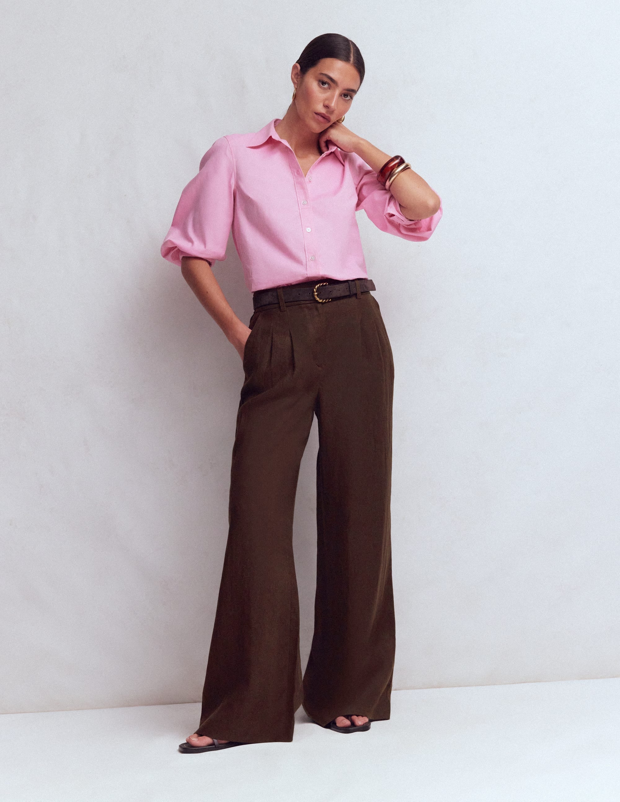 Kensington Linen Pants-Bitter Chocolate - Image 1