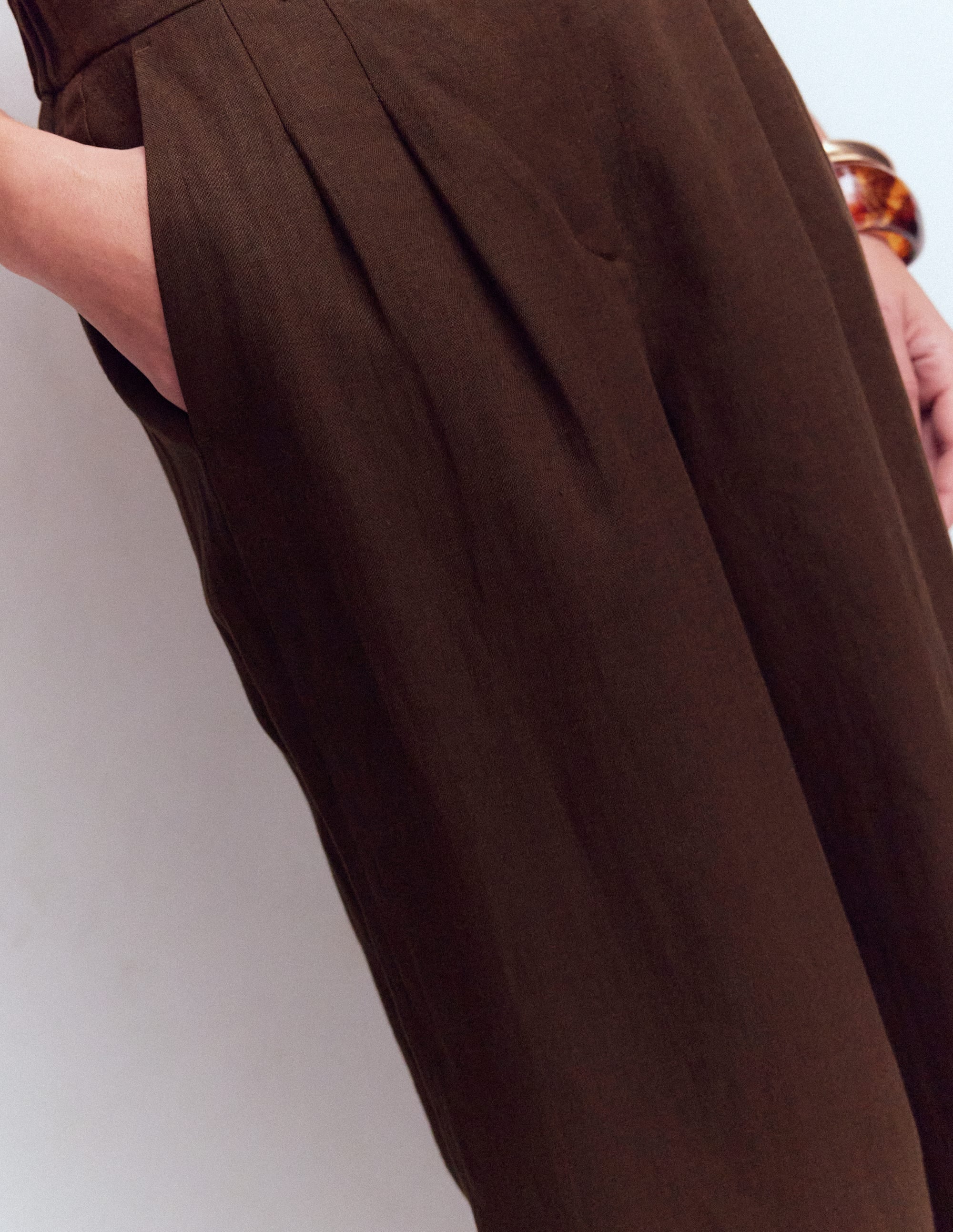 Kensington Linen Pants-Bitter Chocolate - Image 2