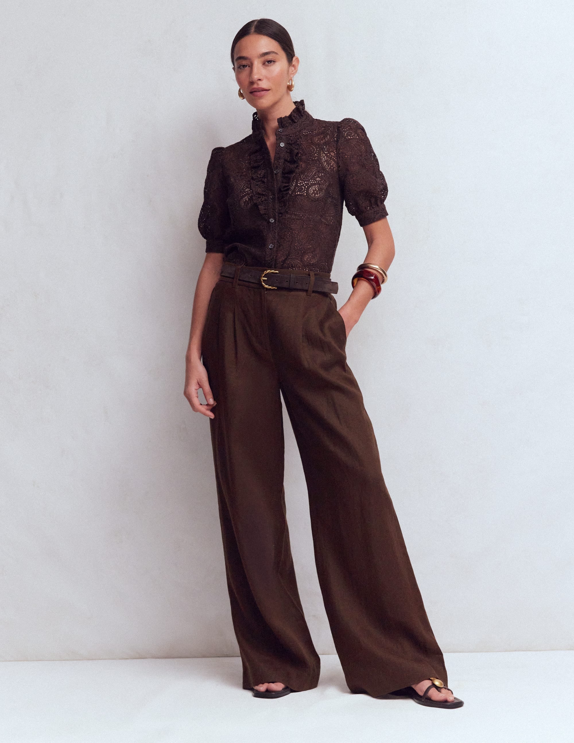 Kensington Linen Pants-Bitter Chocolate - Image 5