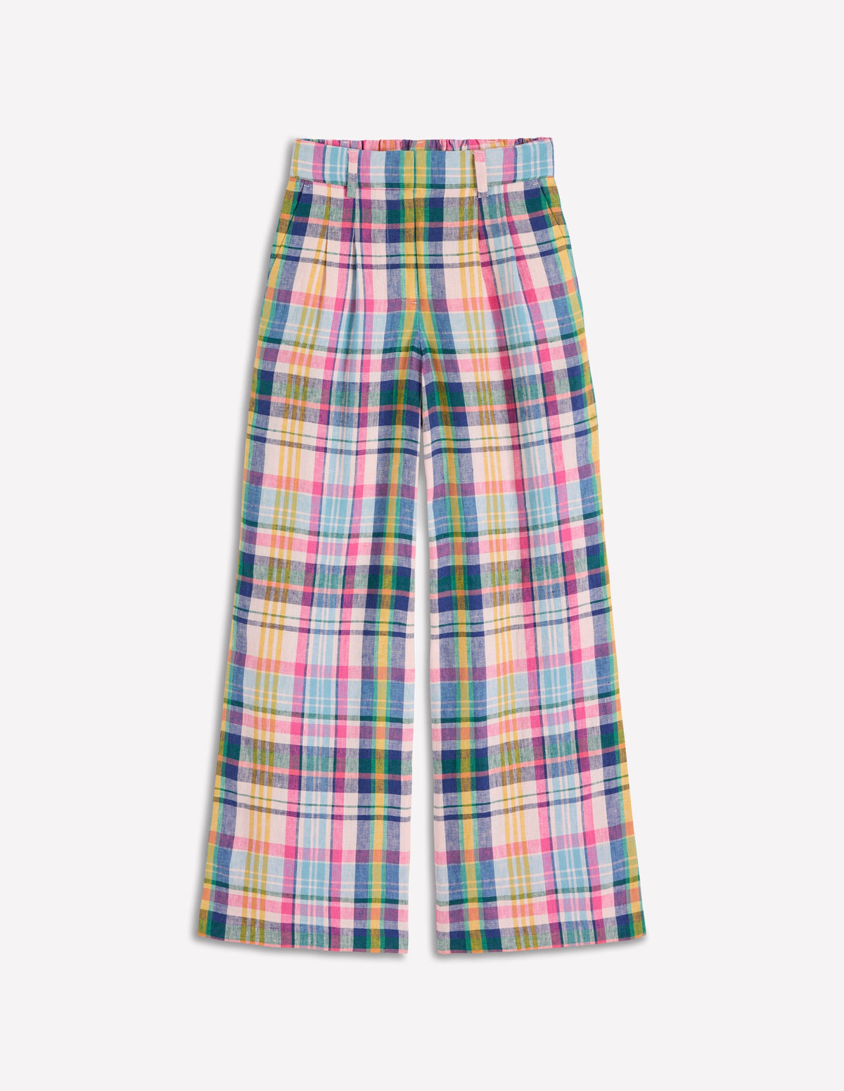 Kensington Linen Pants-Blue, Pink and Green Madras - Image 7
