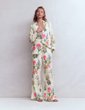 Kensington Linen Pants-Ivory, Delicate Blossom