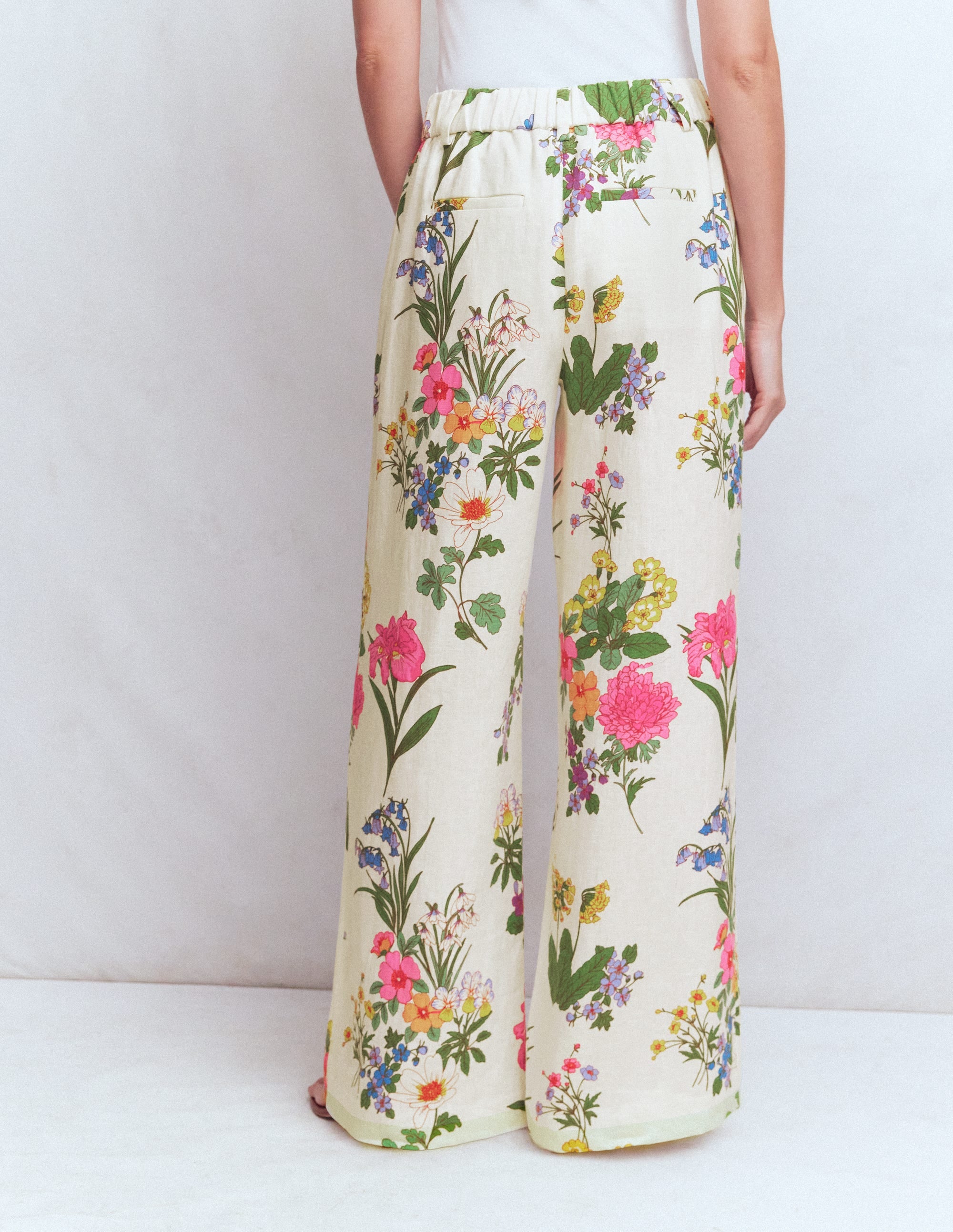 Kensington Linen Pants-Ivory, Delicate Blossom - Image 3