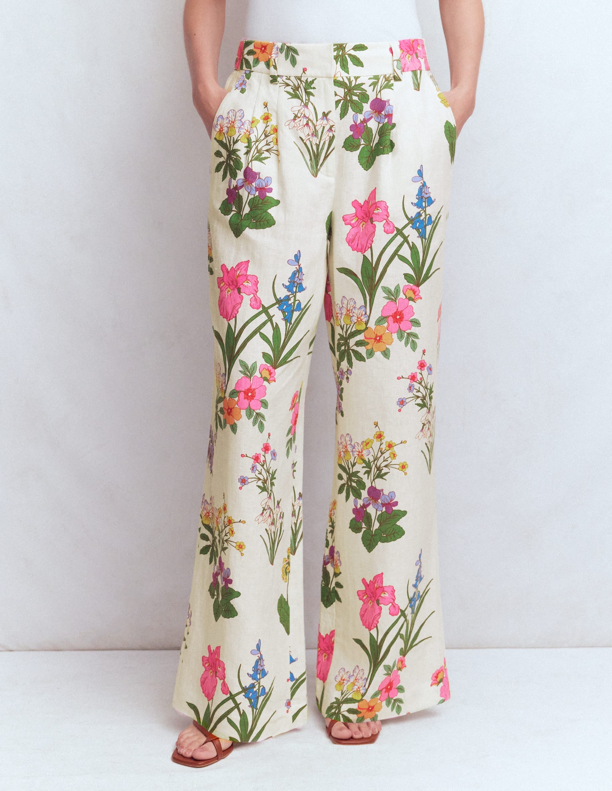 Kensington Linen Pants-Ivory, Delicate Blossom | Boden USA