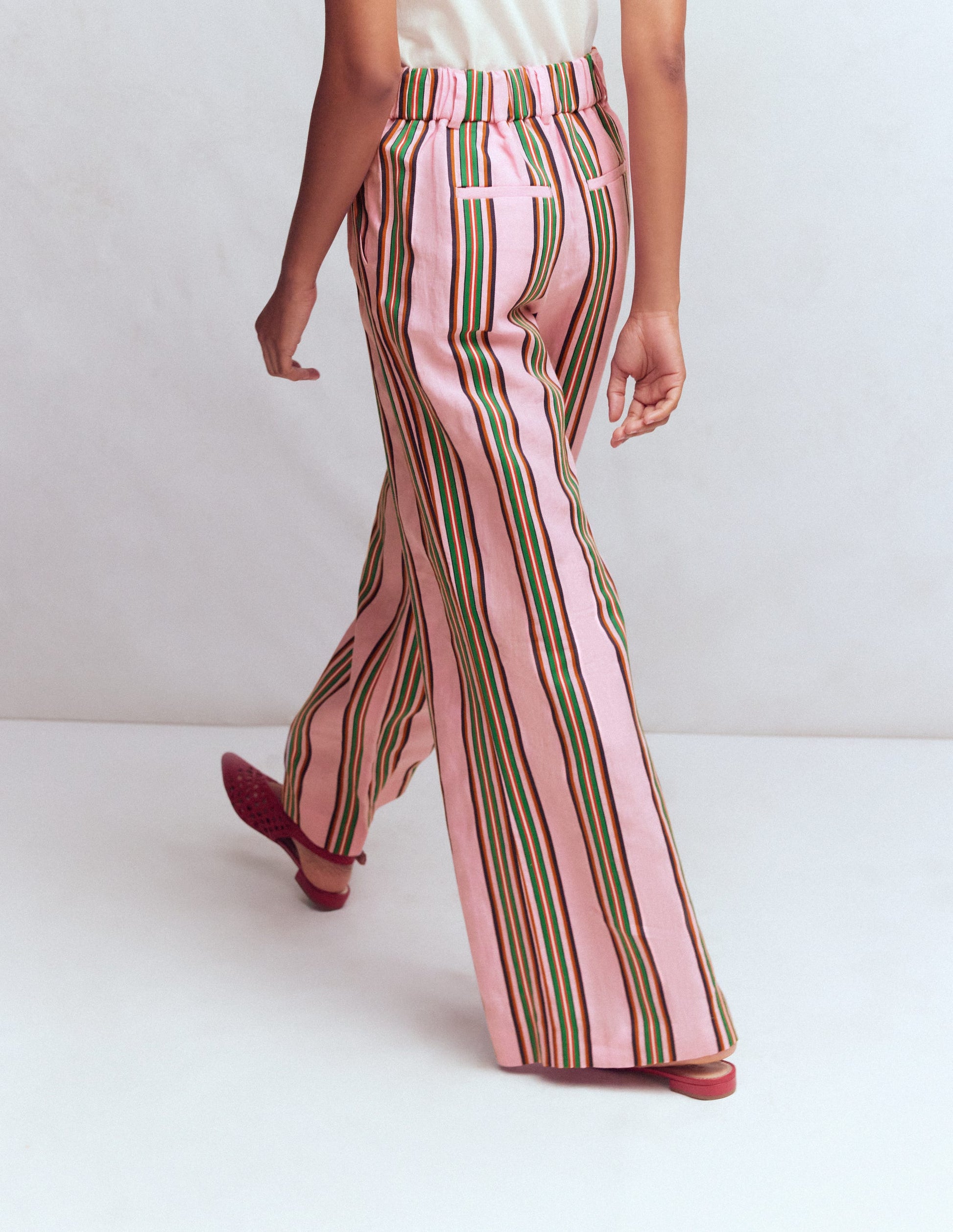 Kensington Linen Pants-Pink and Green Stripe-3