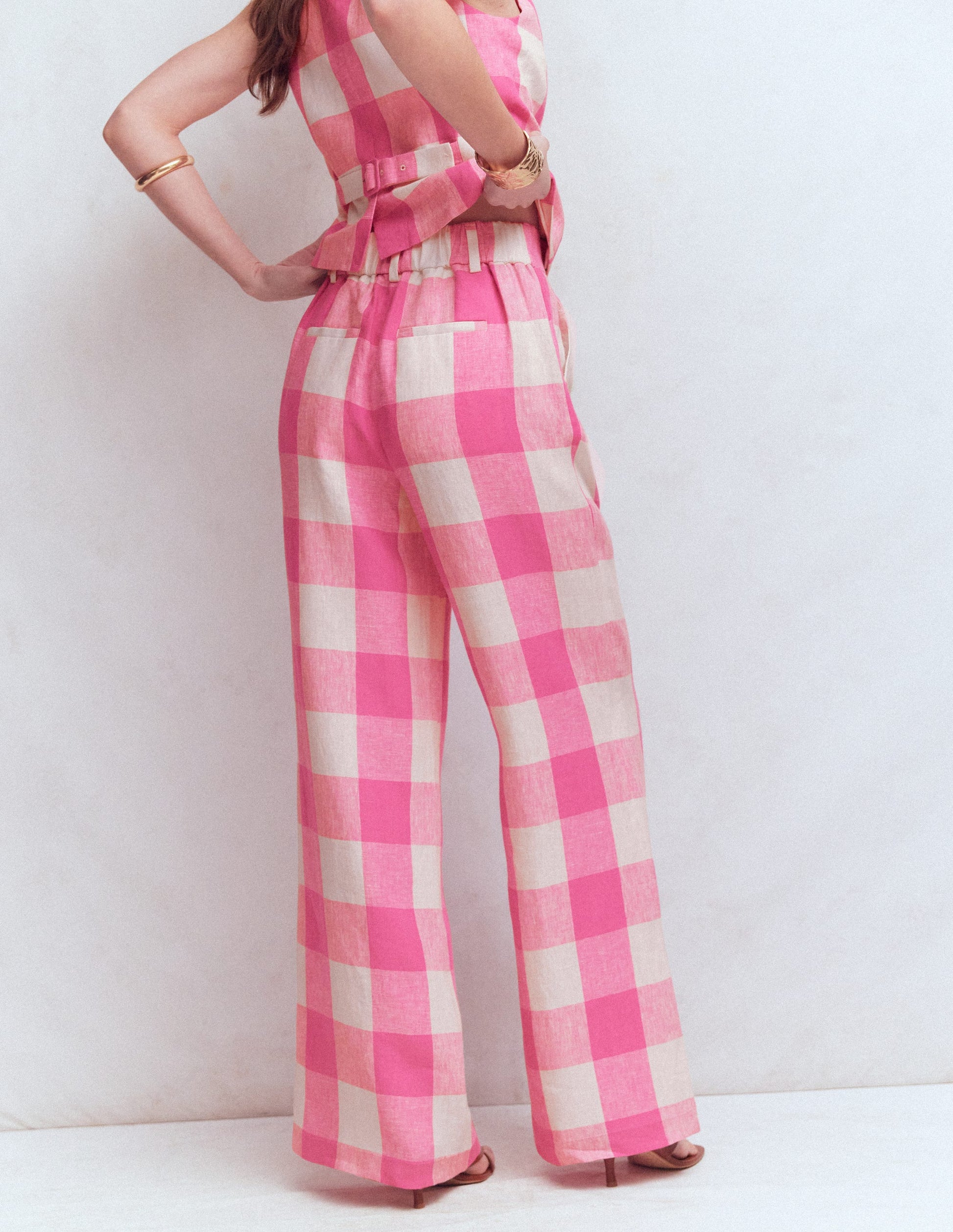Kensington Linen Pants-Pink Punch Gingham-3