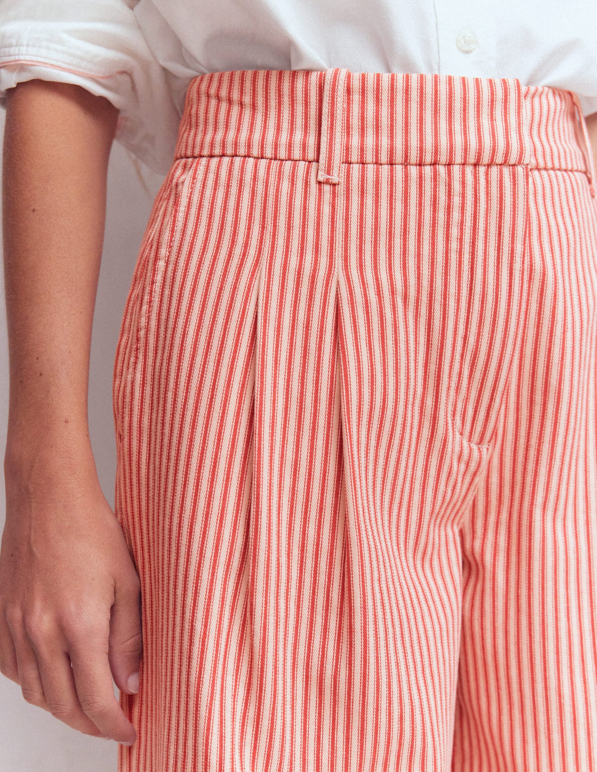 Kensington Wide Leg Pants-Red Ticking Stripe-2