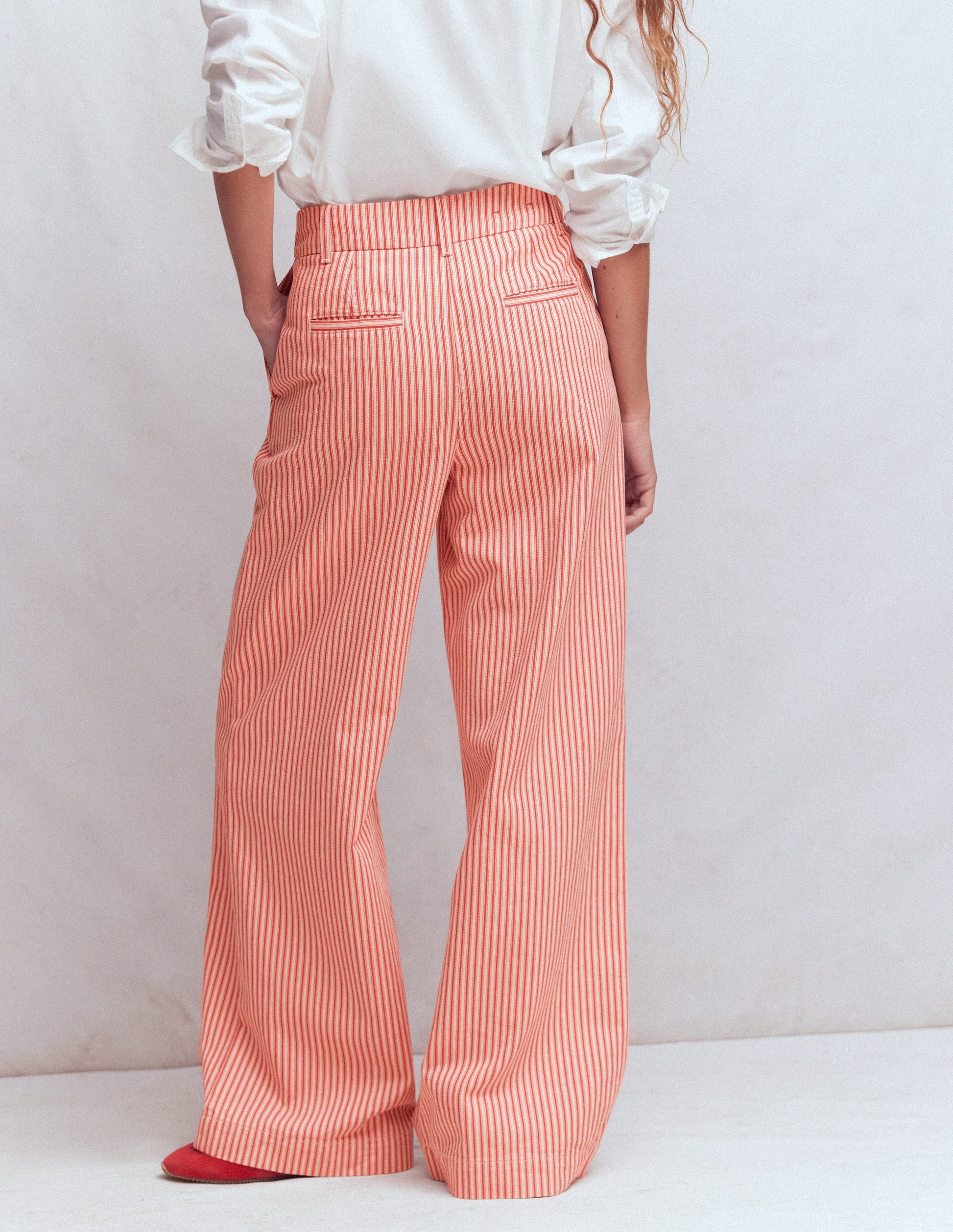 Kensington Wide Leg Pants-Red Ticking Stripe-3