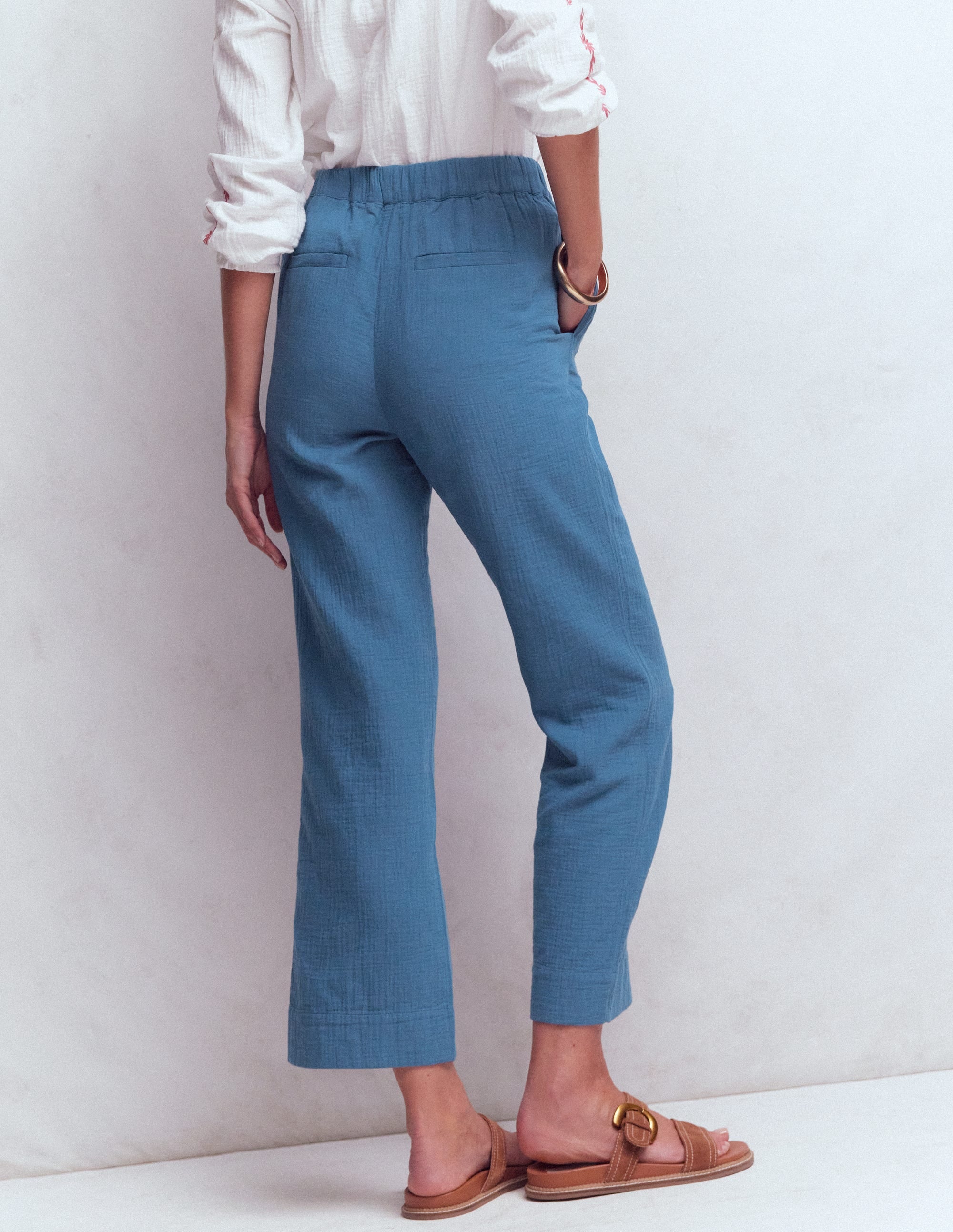 Pull On Double Cloth Pants-Seamist Blue - Image 3