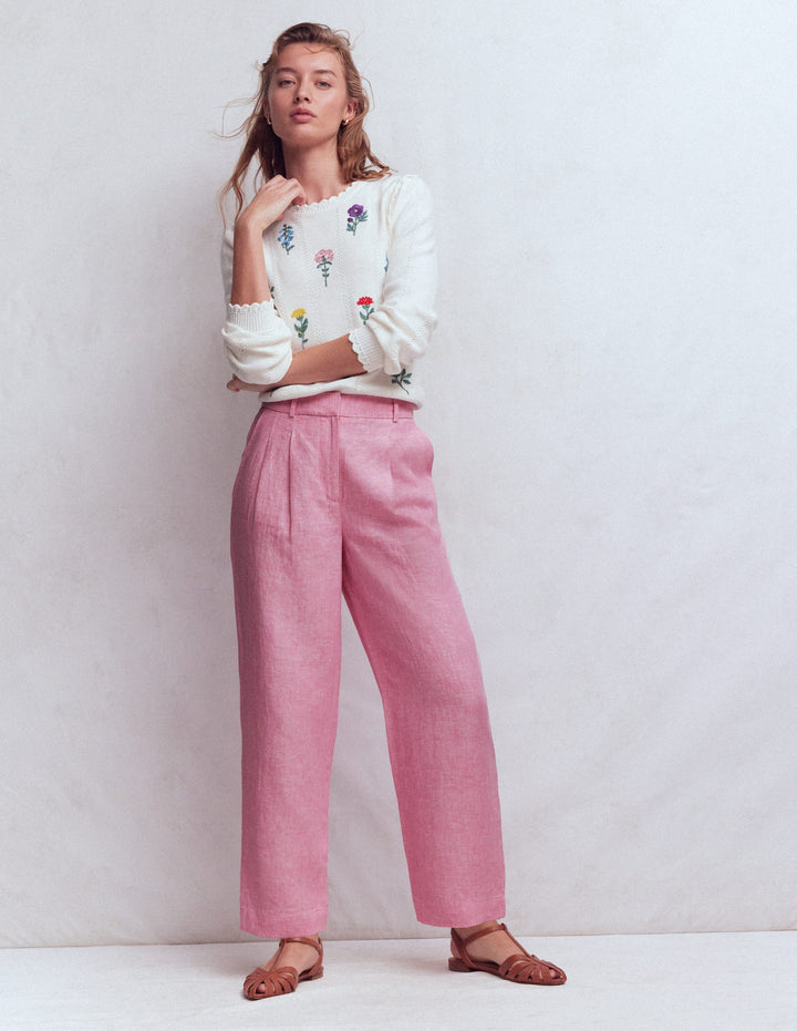 Bloomsbury Linen Pants-Meadowsweet Pink Chambray
