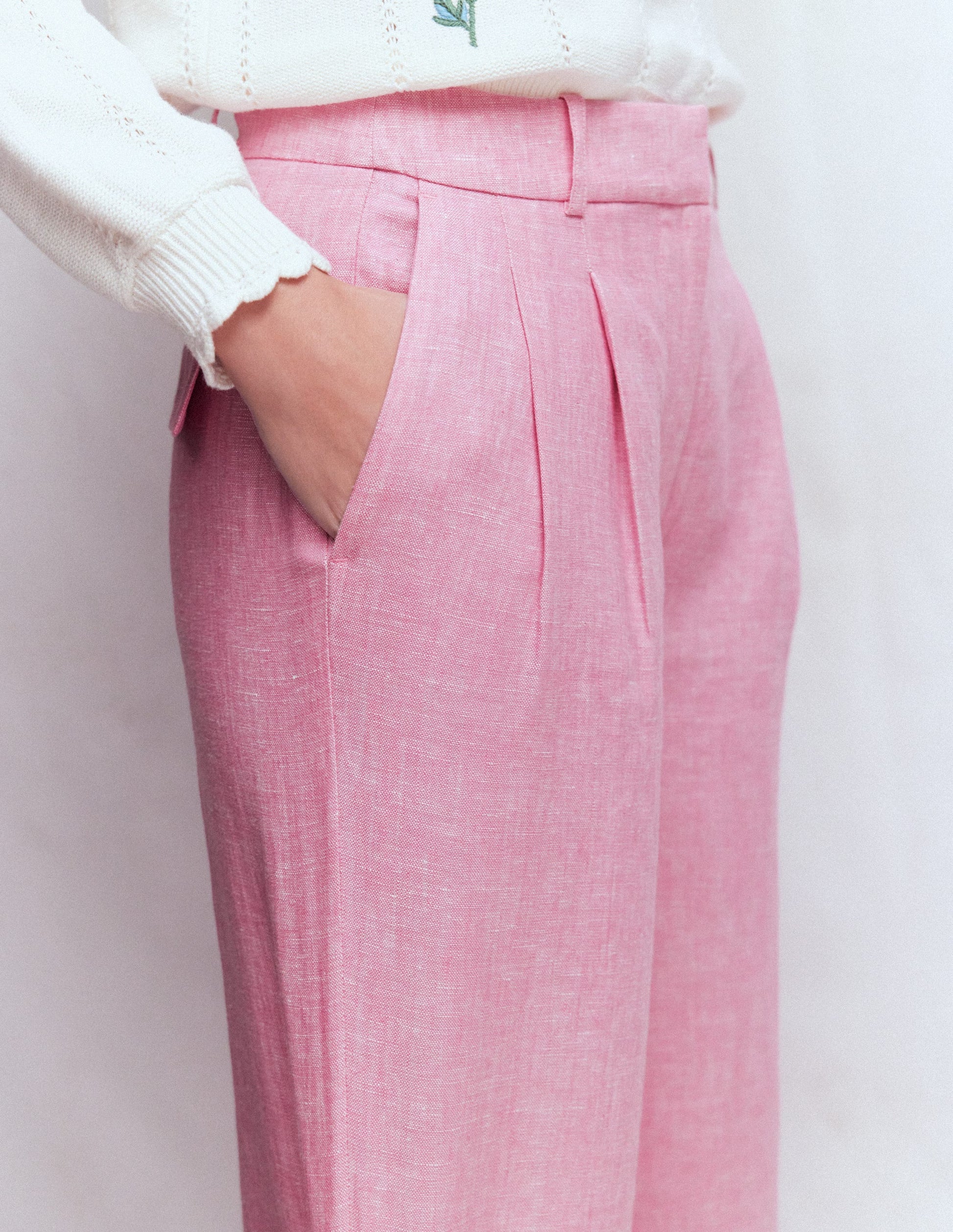 Bloomsbury Linen Pants-Meadowsweet Pink Chambray-2
