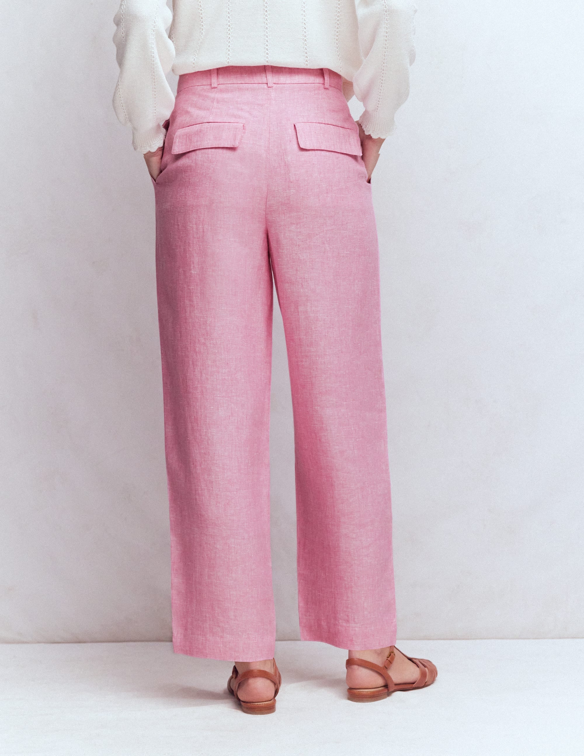 Bloomsbury Linen Pants - Meadowsweet Pink Chambray | Boden USA