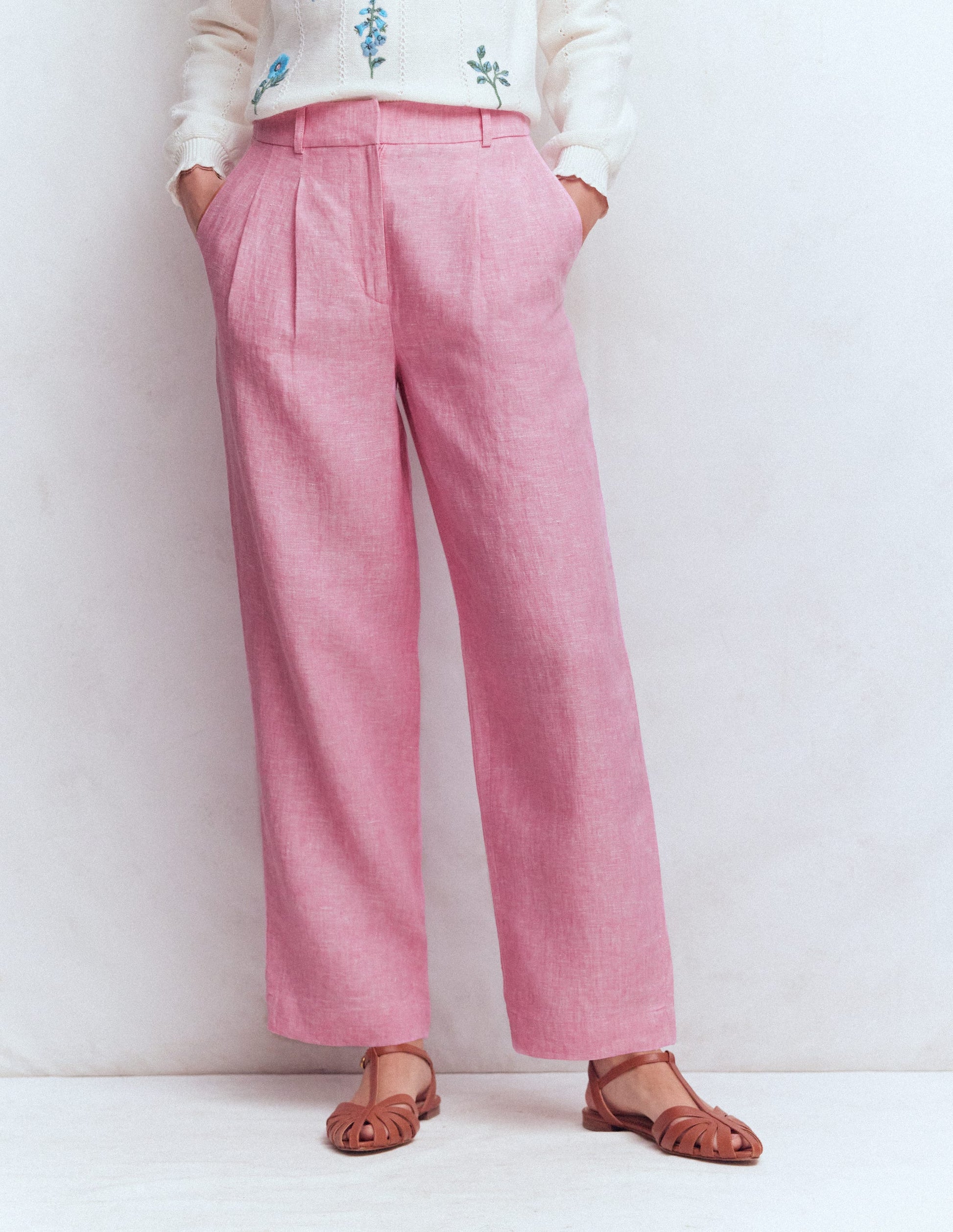 Bloomsbury Linen Pants-Meadowsweet Pink Chambray-4