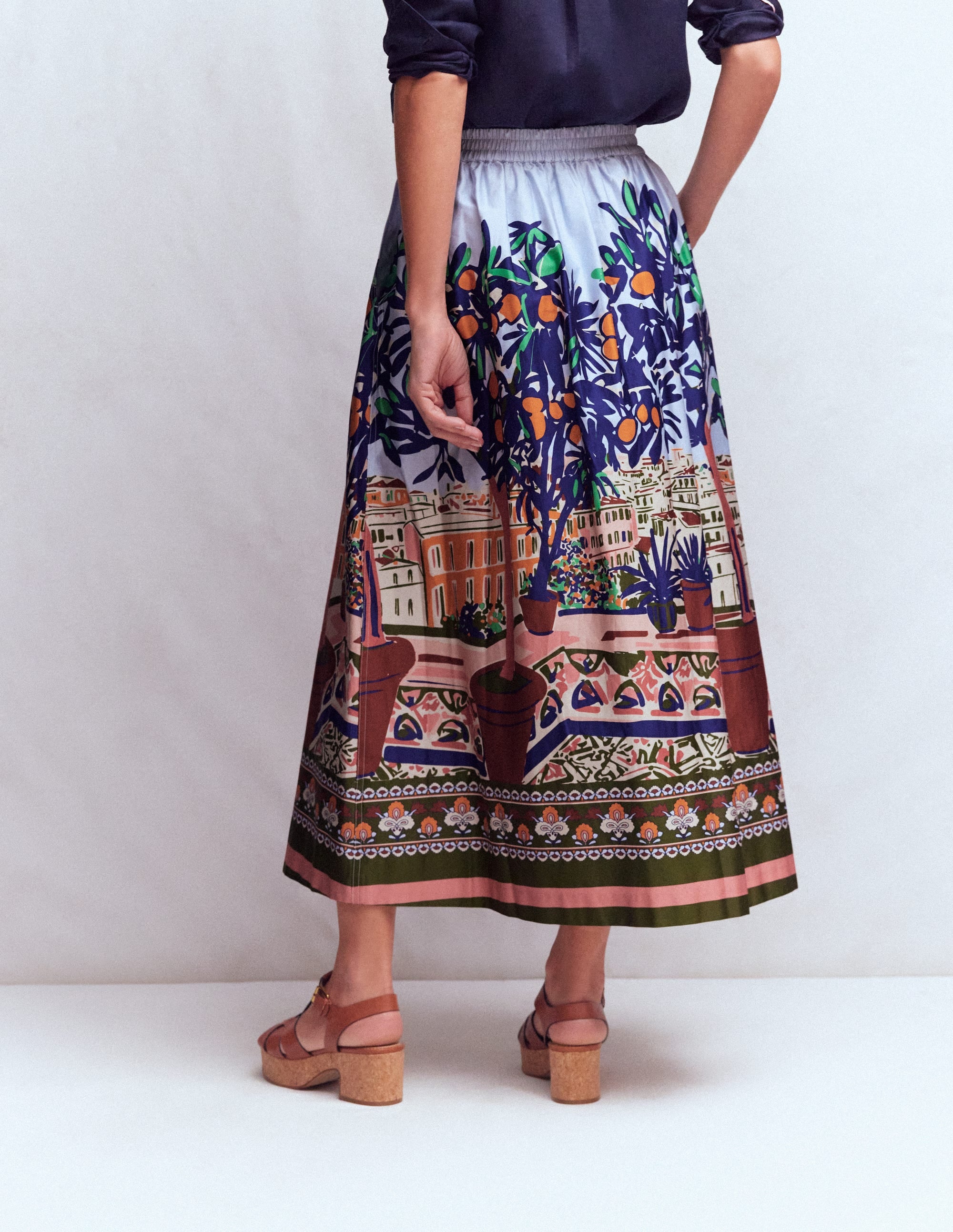 Verity Sateen Skirt-Multi, Balcony Scene - Image 3