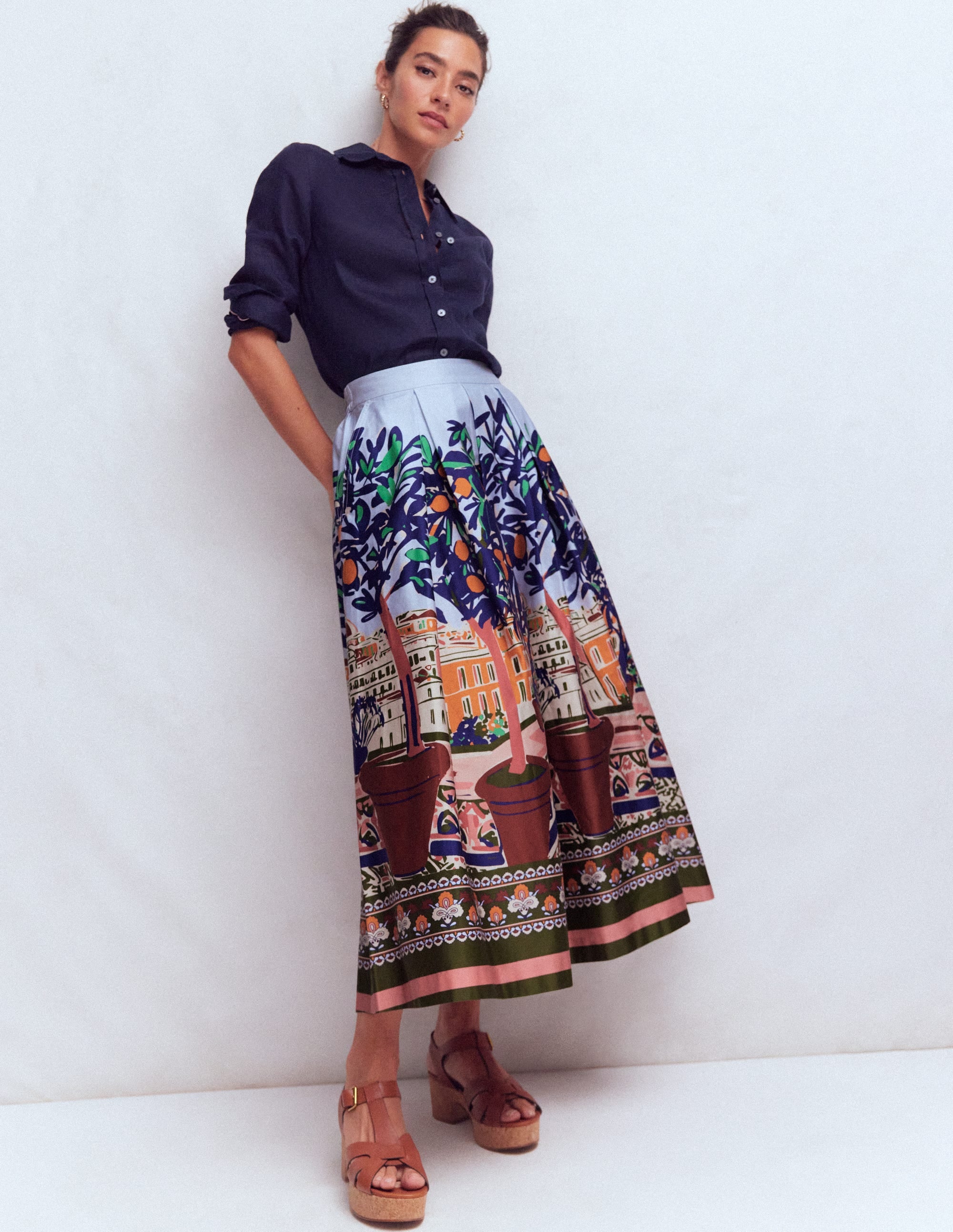 Verity Sateen Skirt-Multi, Balcony Scene - Image 4