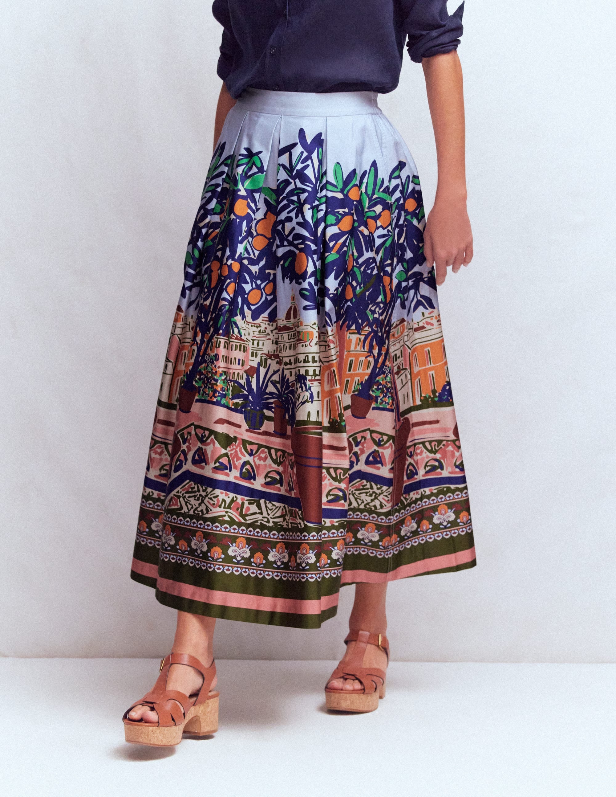 Verity Sateen Skirt-Multi, Balcony Scene - Image 5