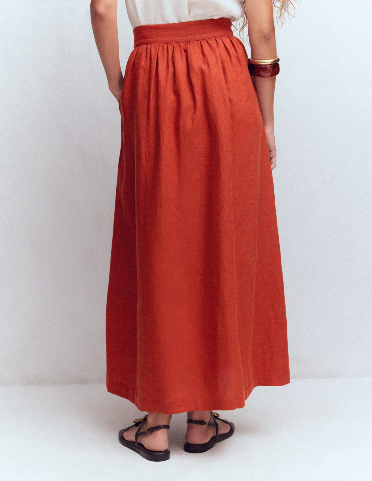 Emma Linen Maxi Skirt-Burnt Orange - Image 3