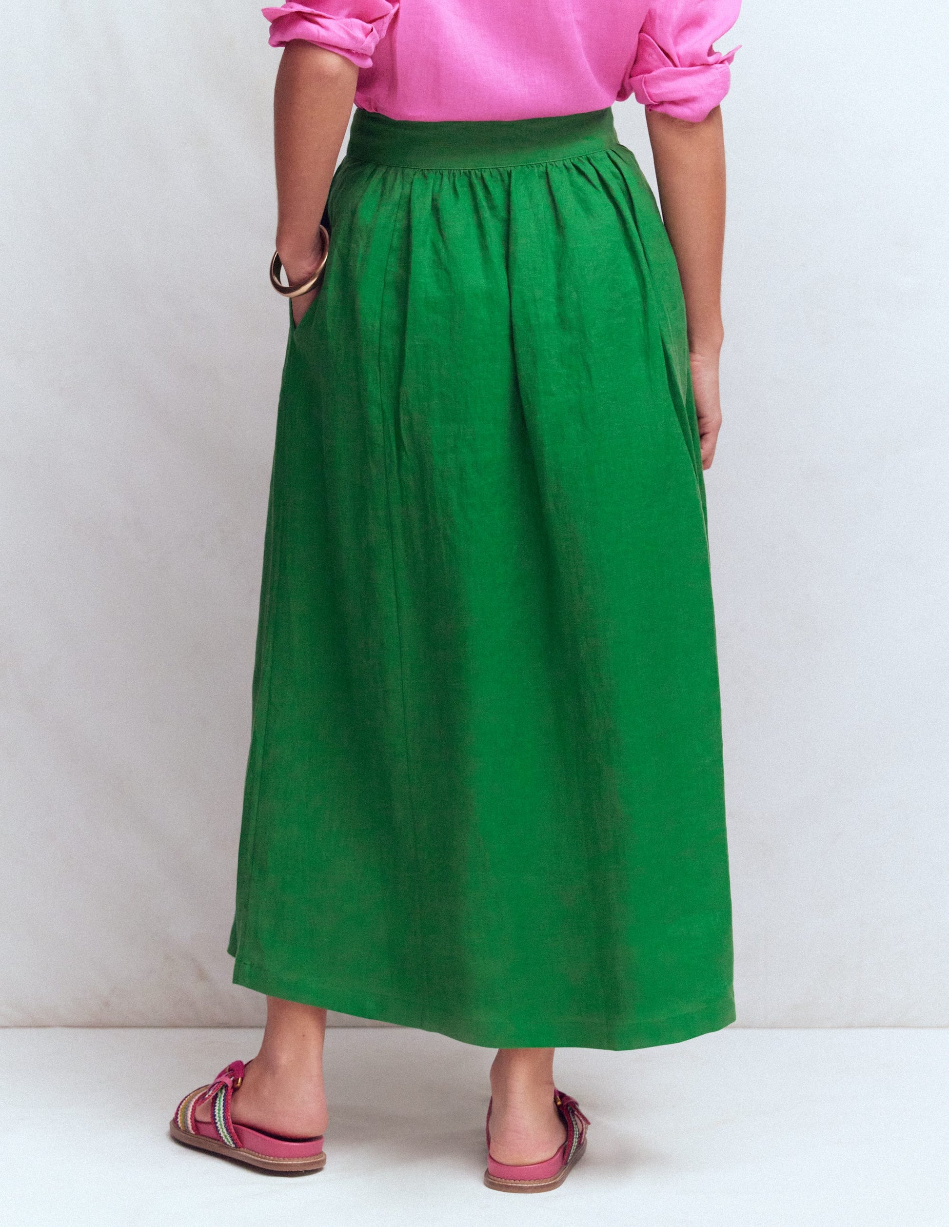 Emma Linen Maxi Skirt-Highland Green-3