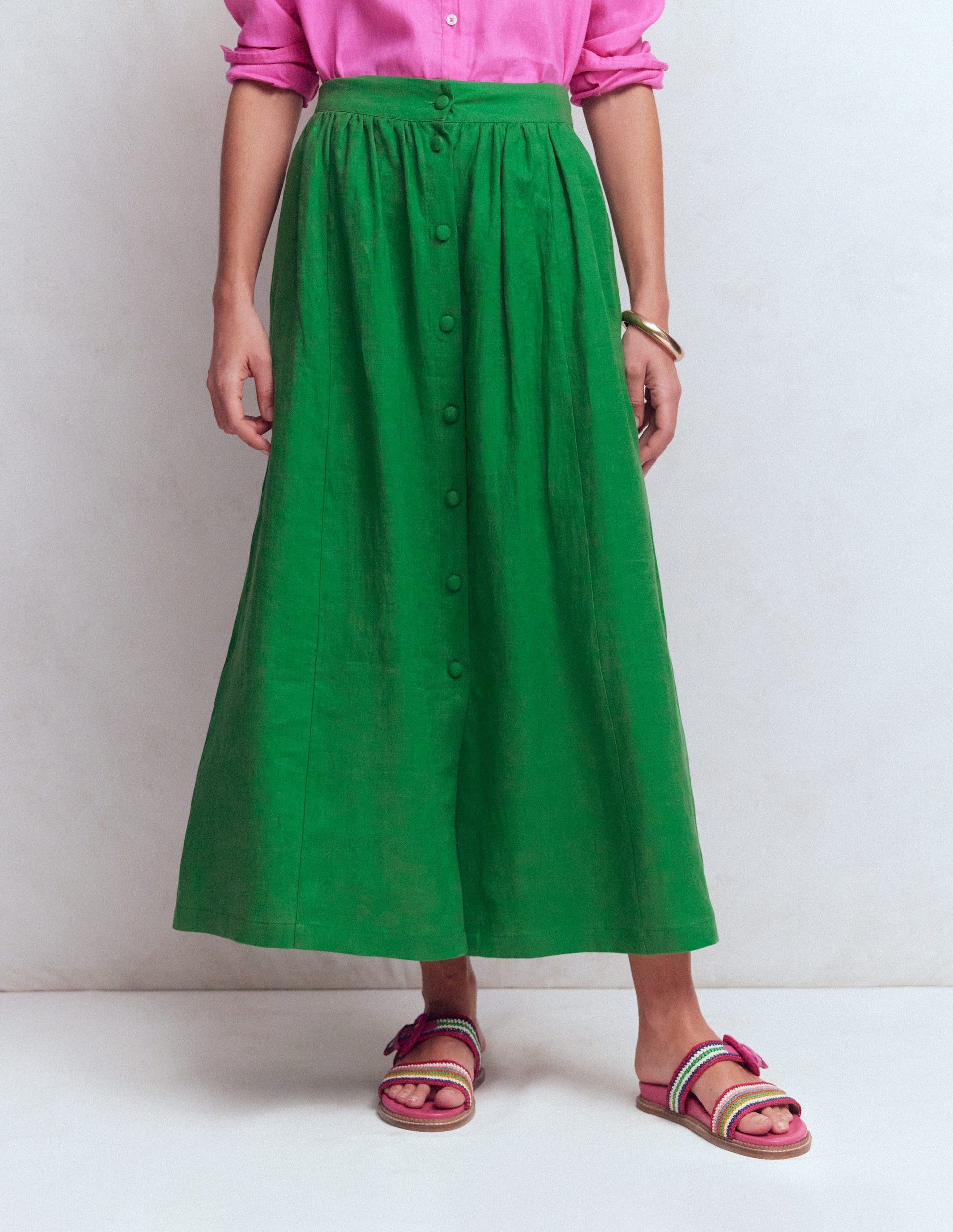 Emma Linen Maxi Skirt-Highland Green-5