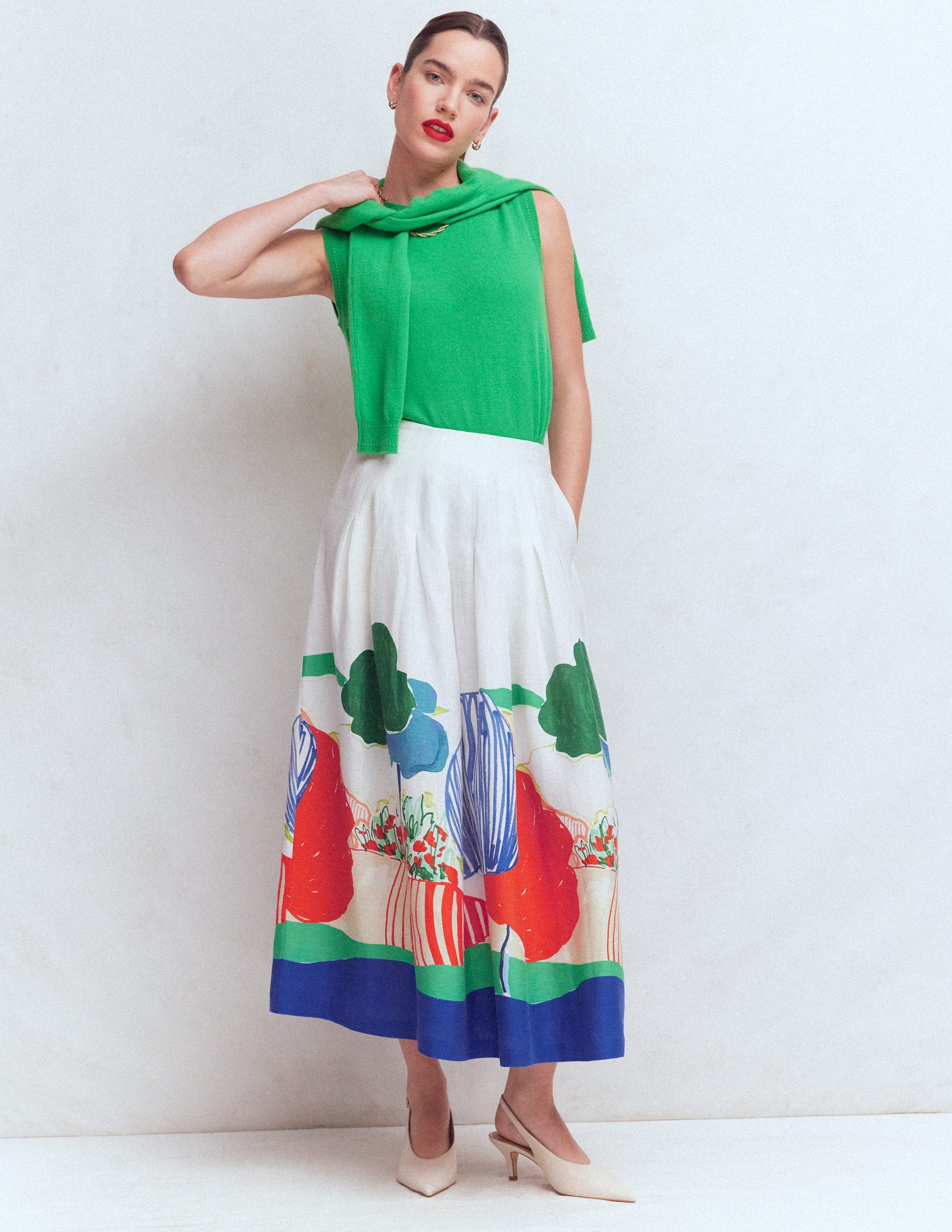 Valentina Linen Skirt-Multi, Abstract Valley-1