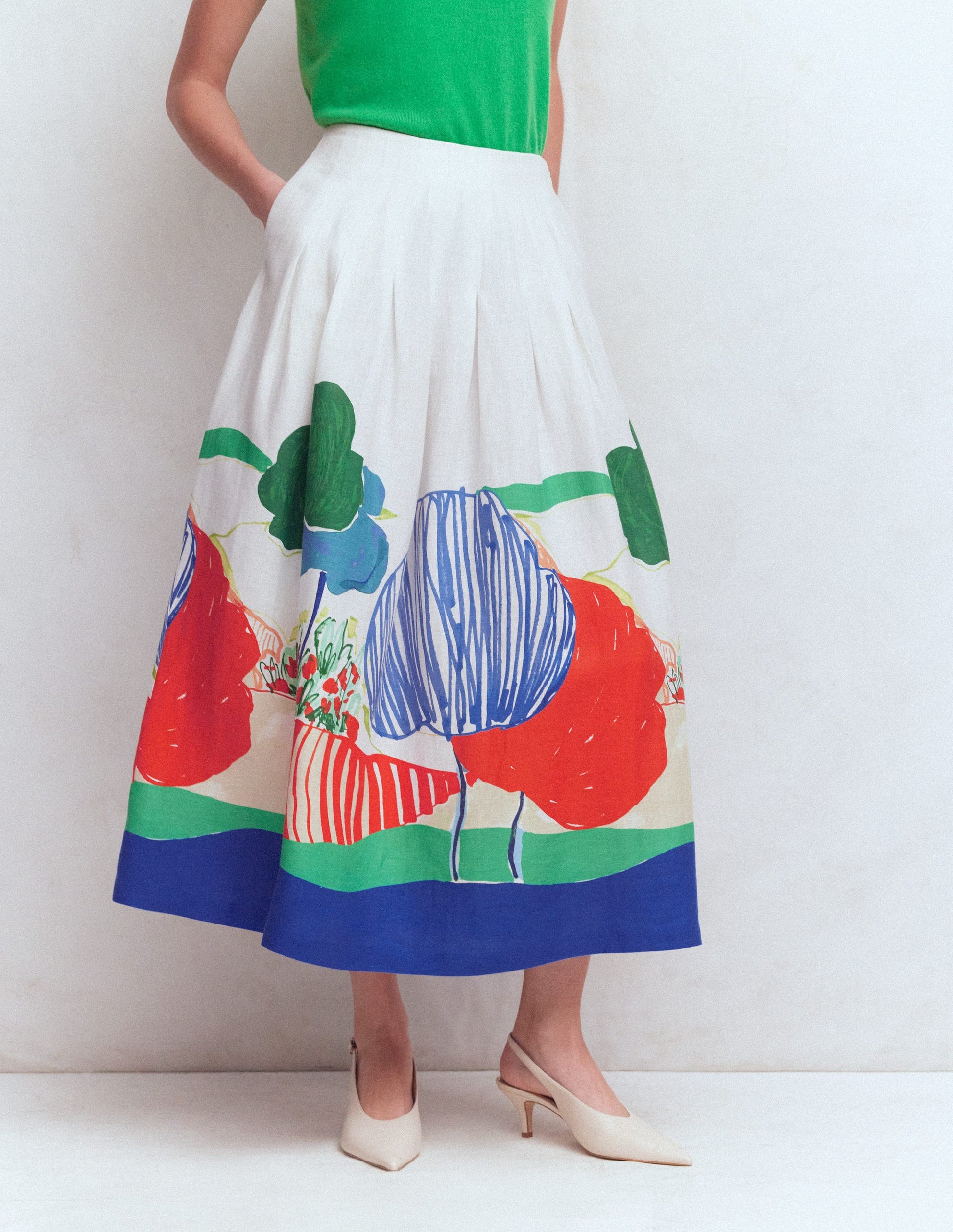 Valentina Linen Skirt-Multi, Abstract Valley-4