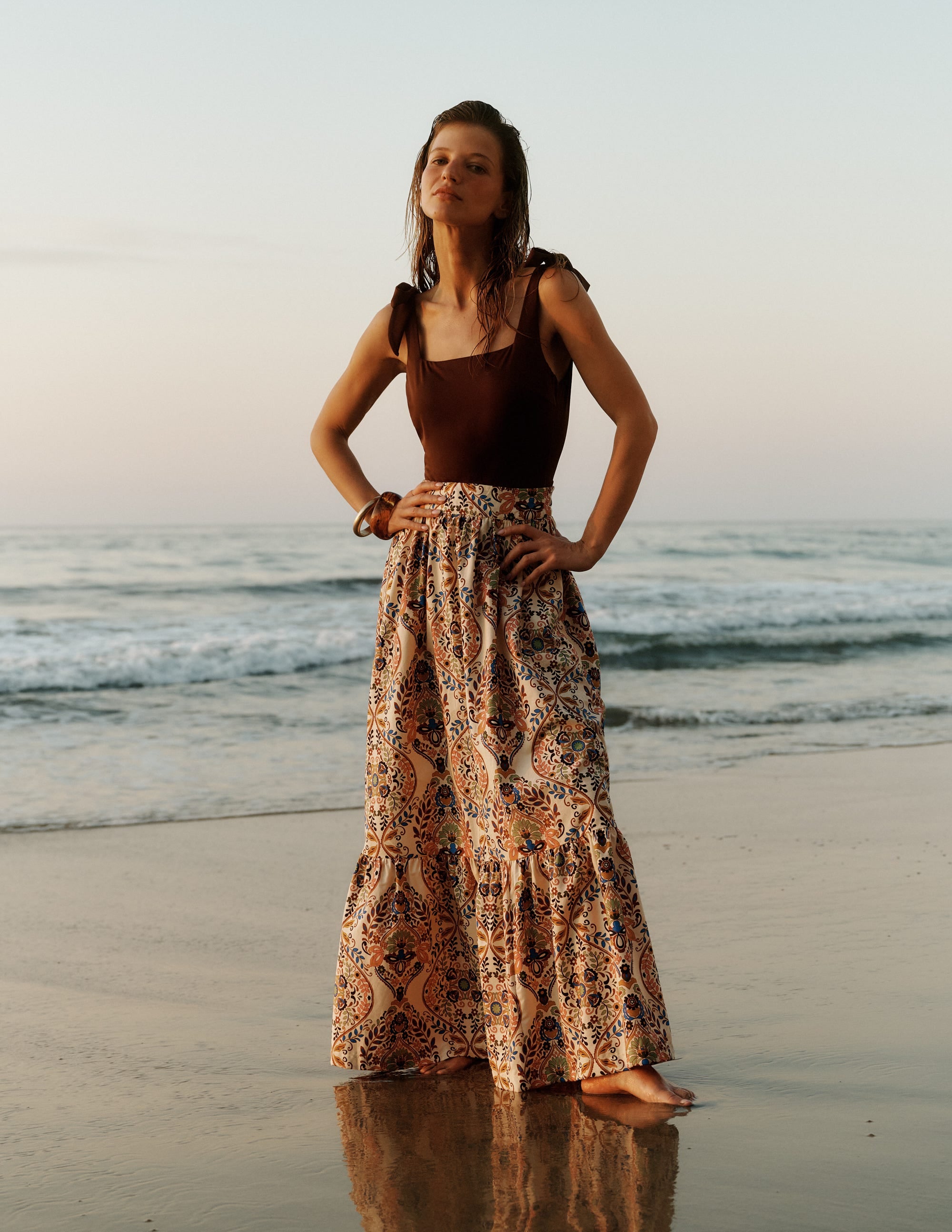 Abigail Poplin Maxi Skirt - Multi, Enchanted Gardenia | Boden USA