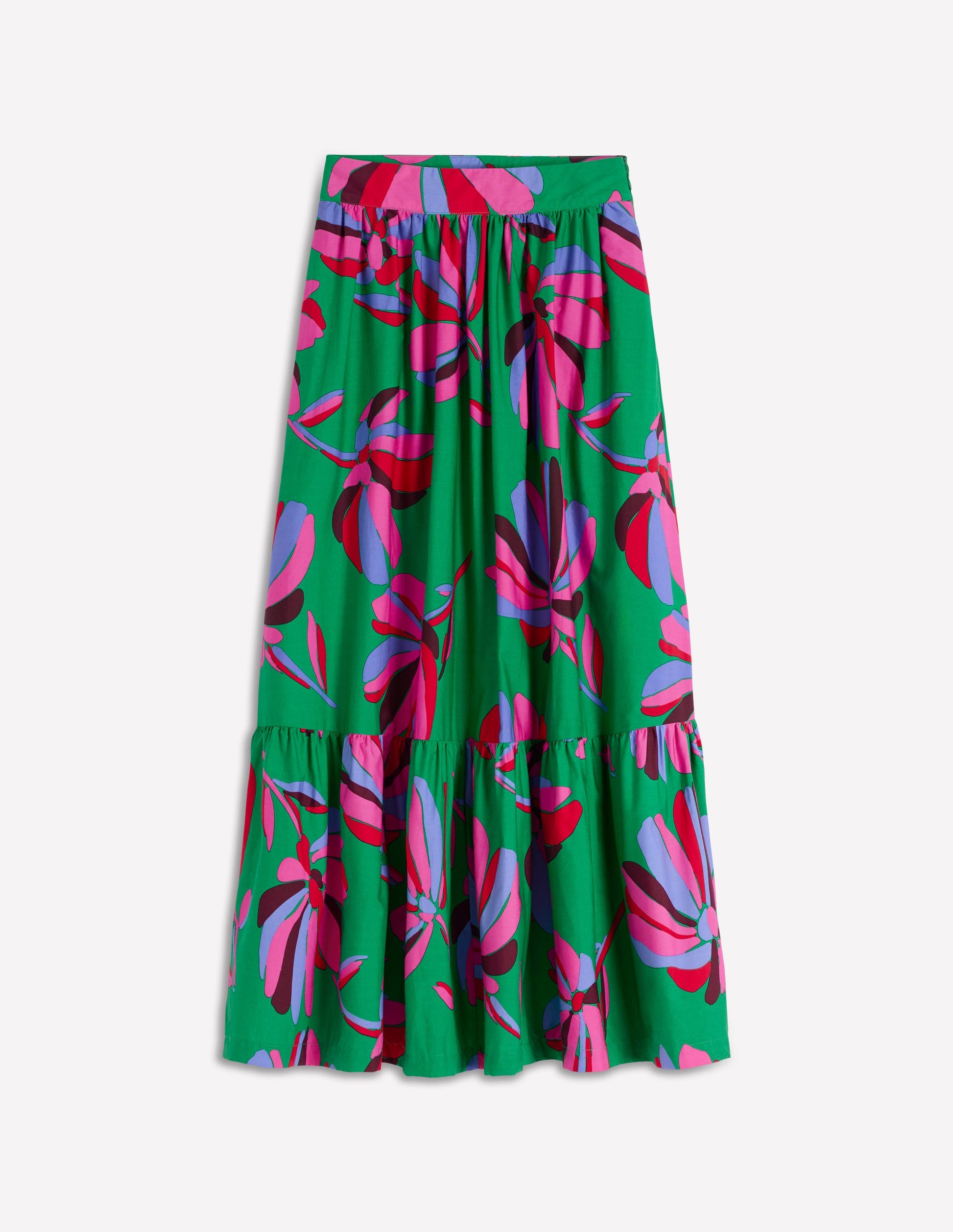 Abigail Poplin Maxi Skirt-Green, Daisy Cascade-7
