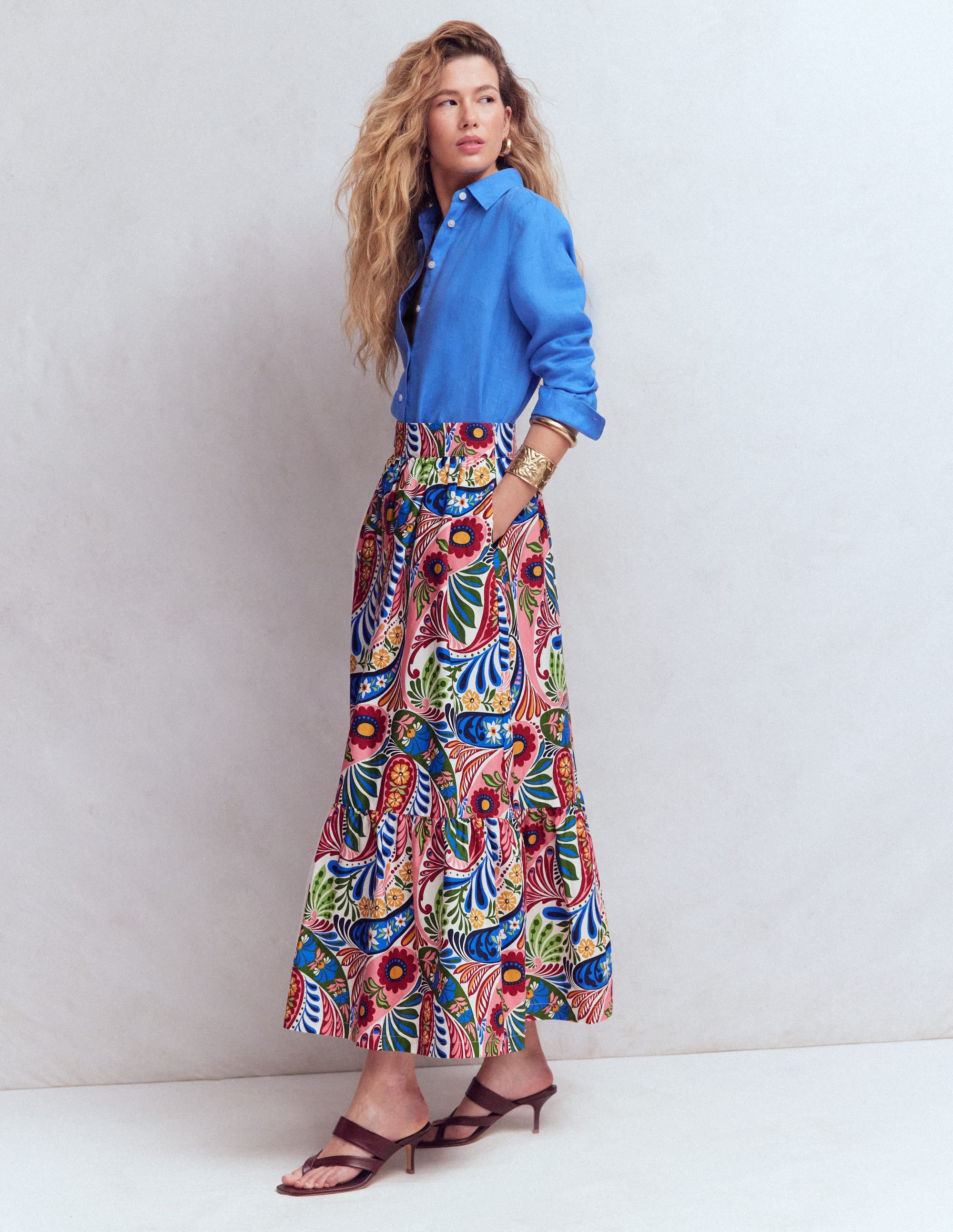 Abigail Poplin Maxi Skirt-Multi, Enchanted Paisley | Boden USA