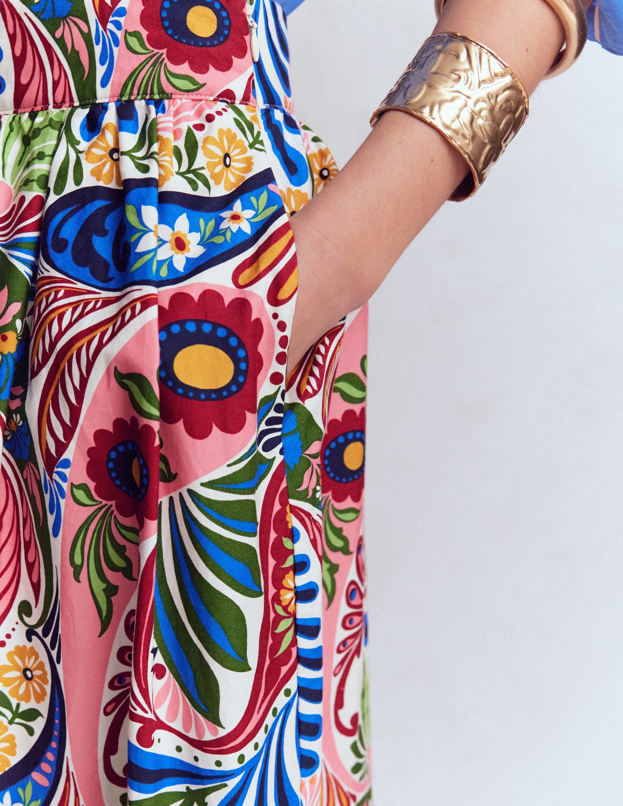 ANDWANG タイトスカート　birthday gathered skirt Abigail Poplin Maxi Skirt - Multi, Enchanted Paisley | Boden USA