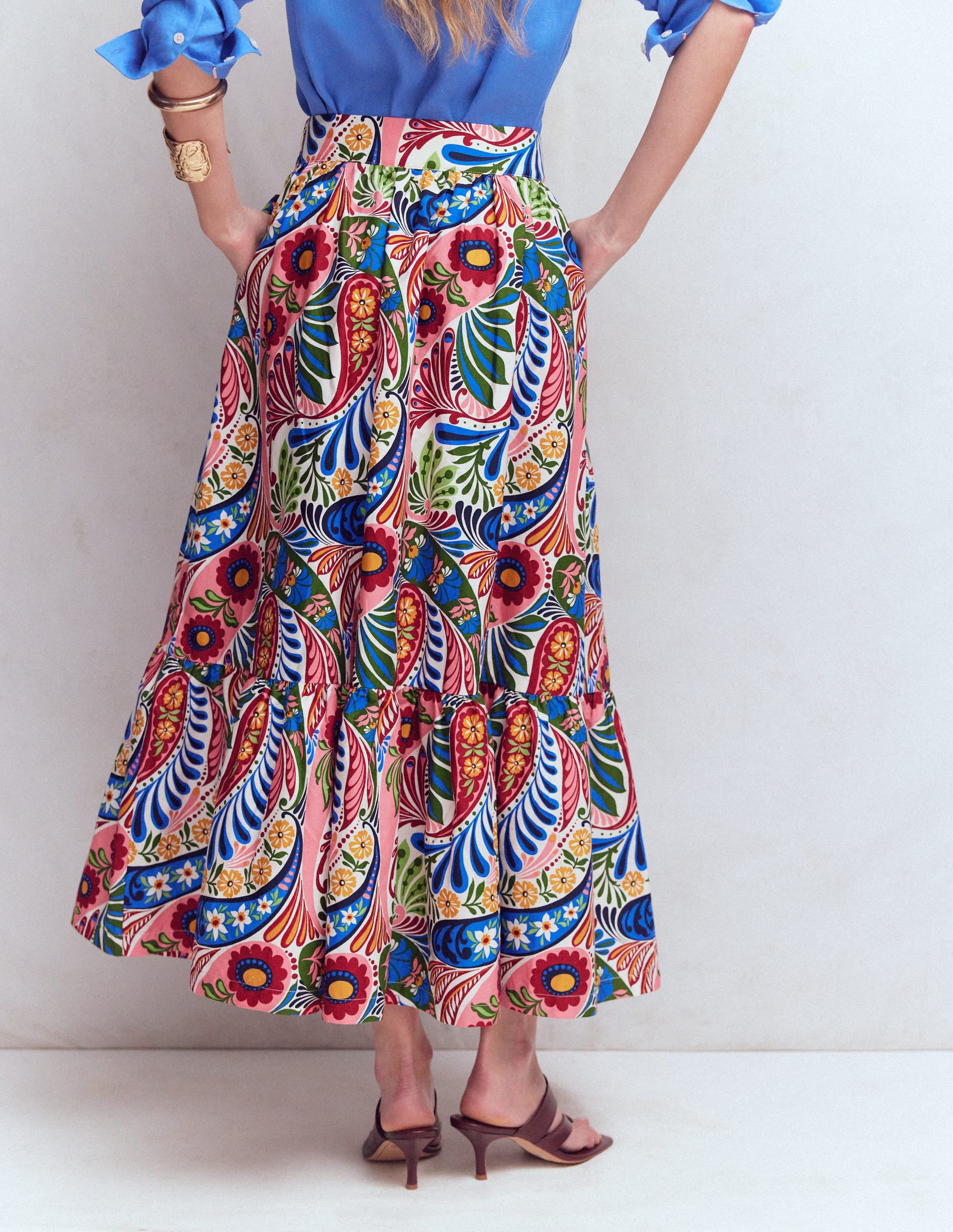 Abigail Poplin Maxi Skirt-Multi, Enchanted Paisley | Boden USA