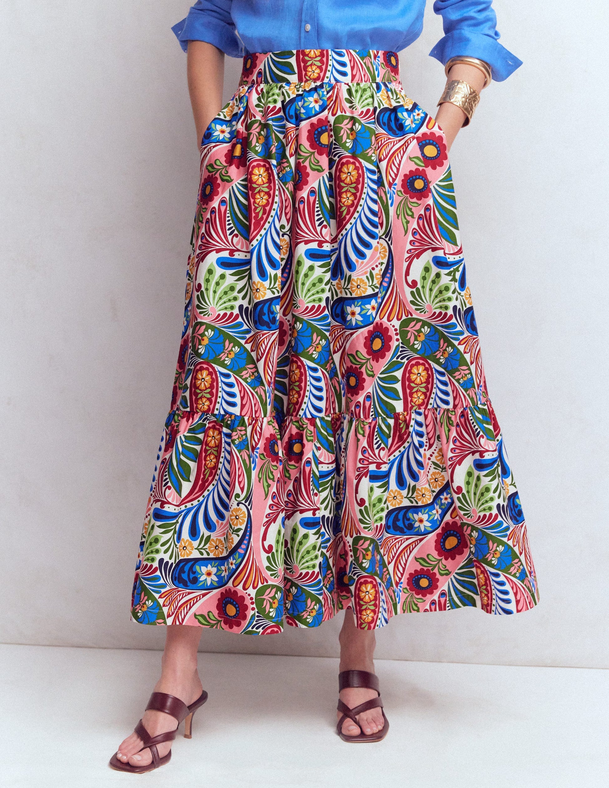 Abigail Poplin Maxi Skirt-Multi, Enchanted Paisley-4