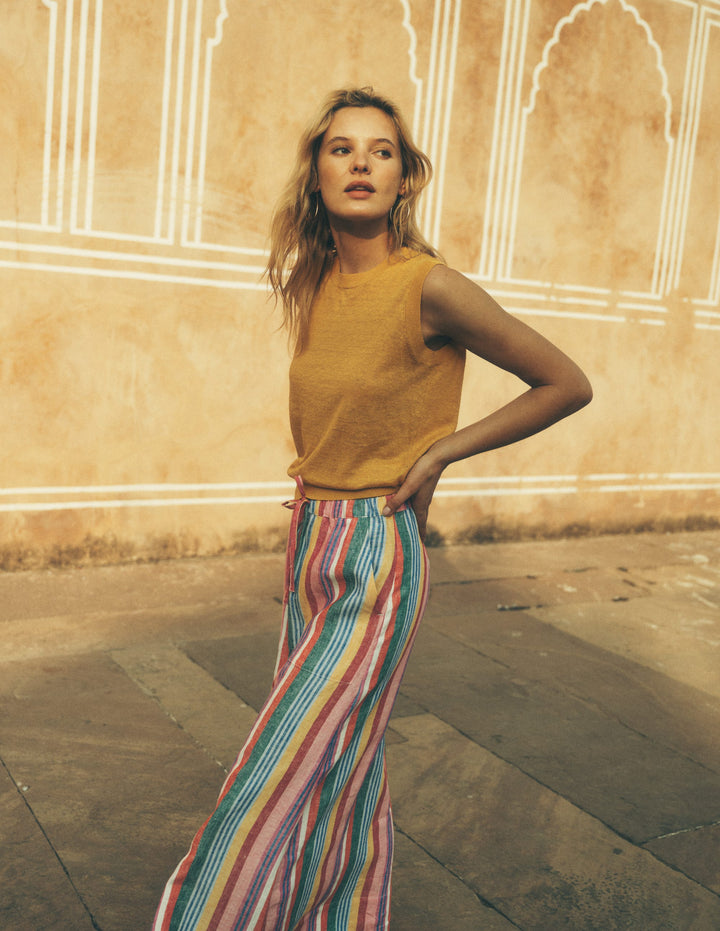 Layla Linen Skirt-Multi Stripe