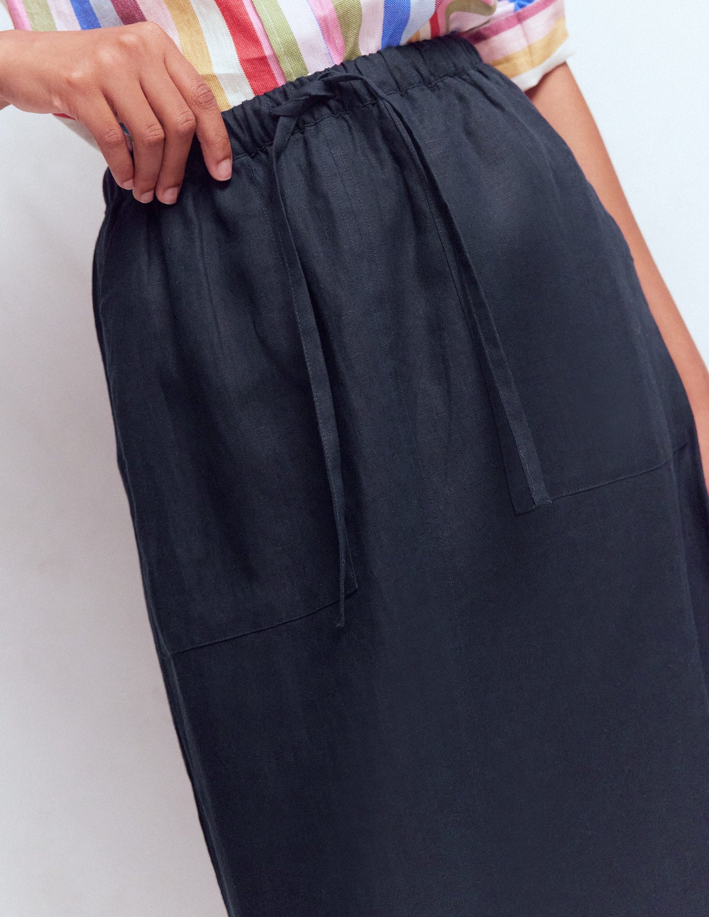 Layla Linen Skirt-Navy