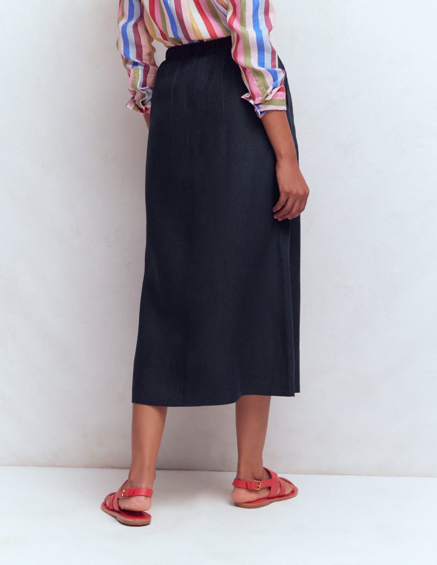 Layla Linen Skirt-Navy