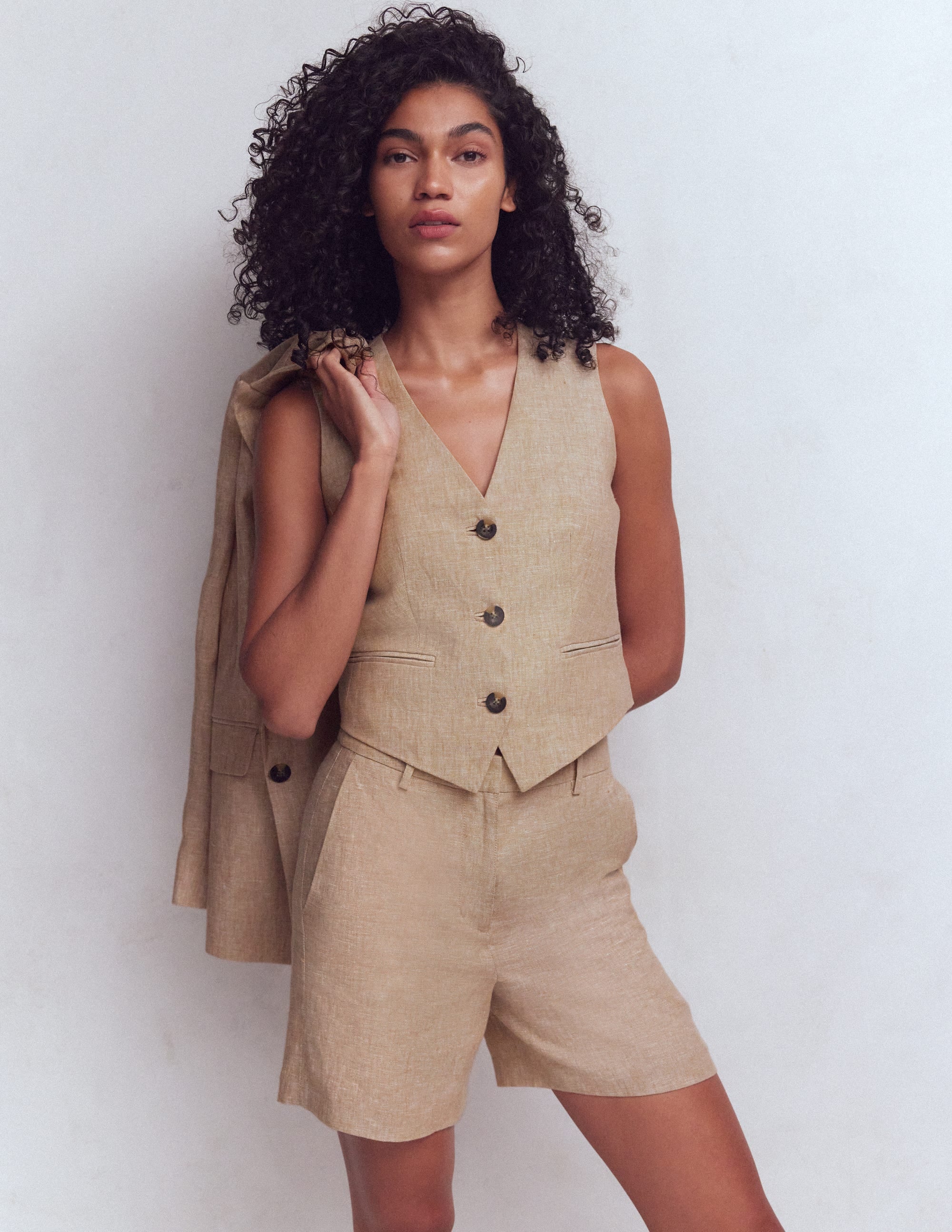 Belgravia Linen Shorts-Cappuccino Chambray - Image 1