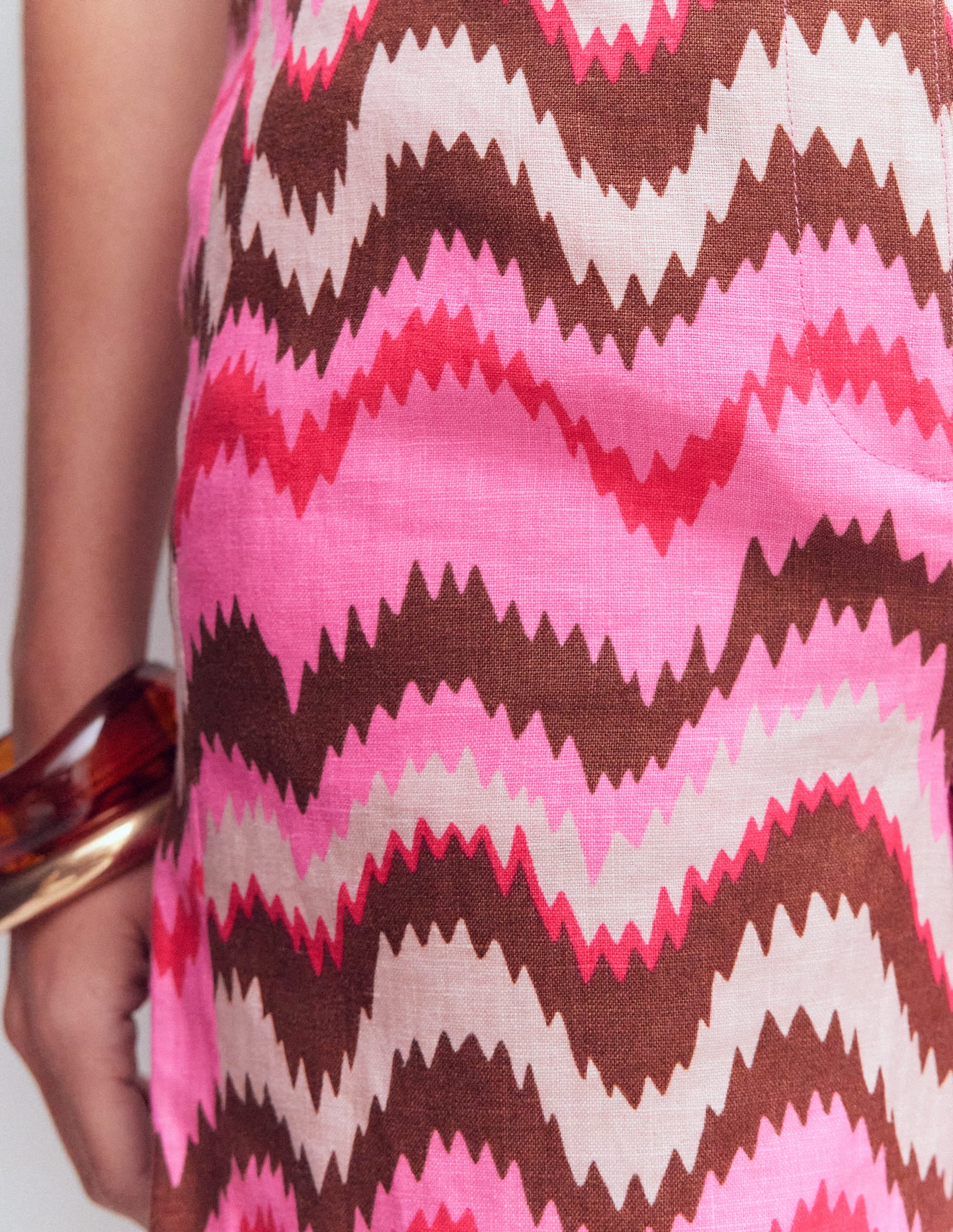 Belgravia Linen Shorts-Pink, Zig Zag Wave - Image 2