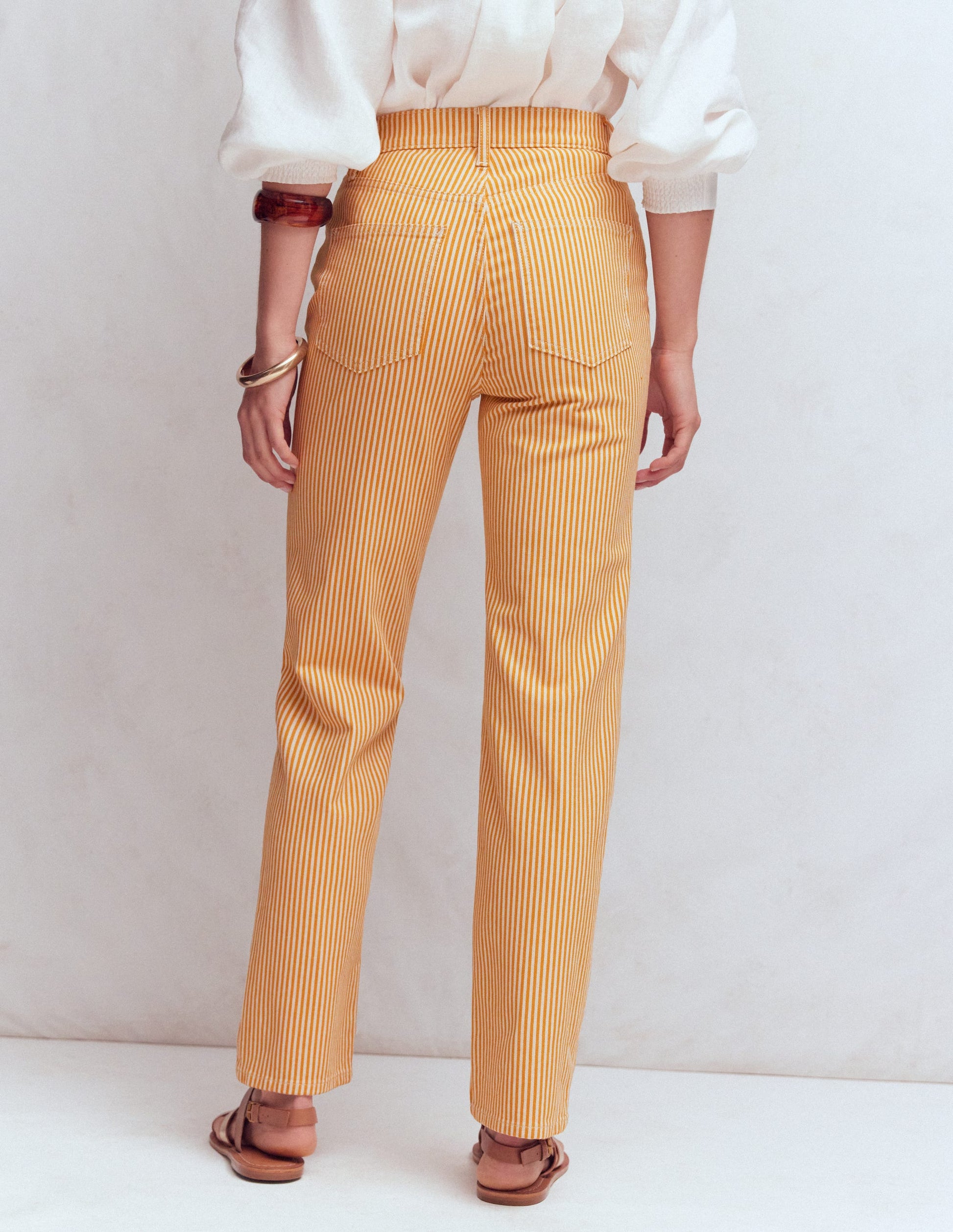 High Rise Straight Jeans-Yellow Stripe-3