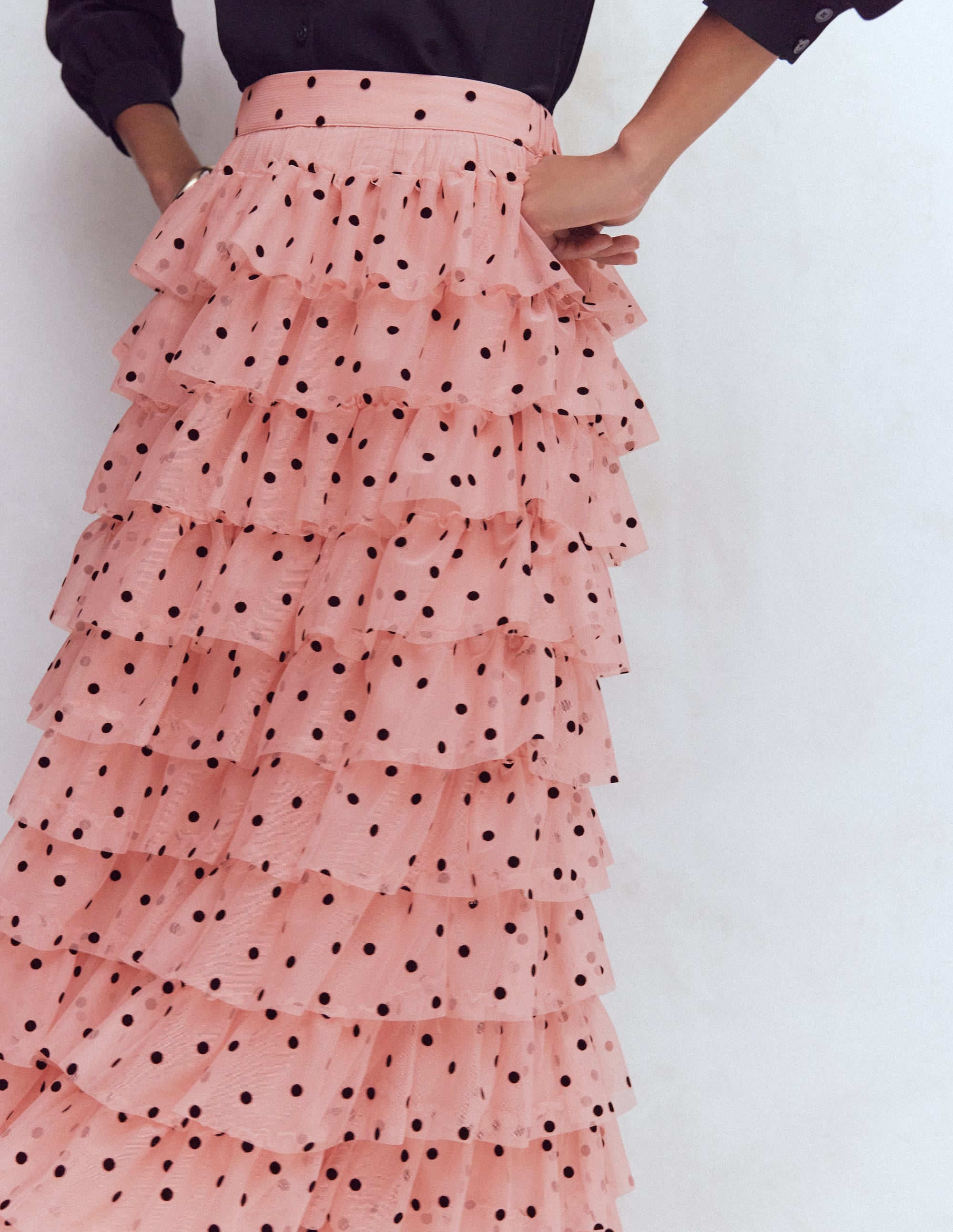 Tulle Tiered Skirt-Pink Painted Dot | Boden USA
