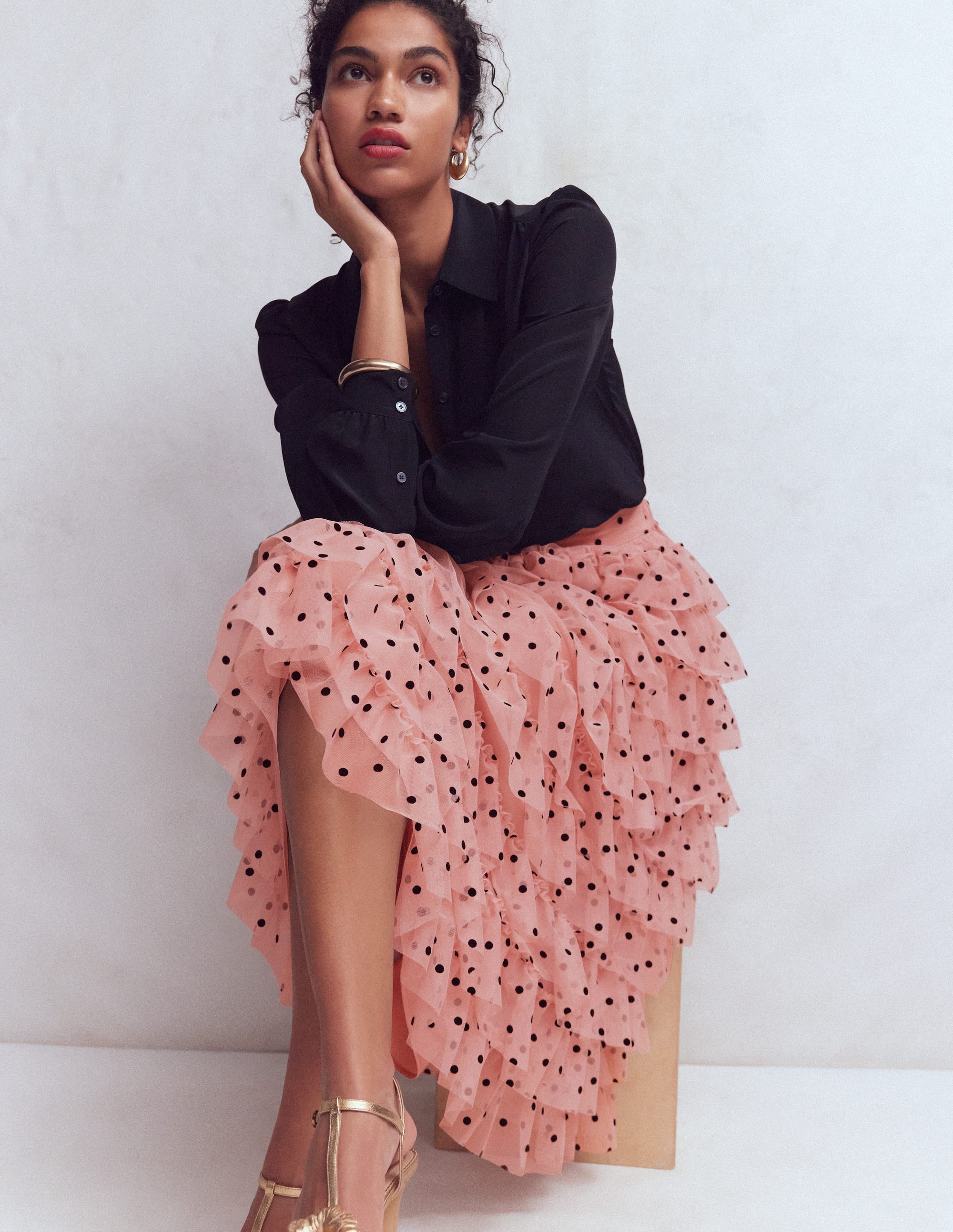 Tulle Tiered Skirt-Pink Painted Dot - Image 5