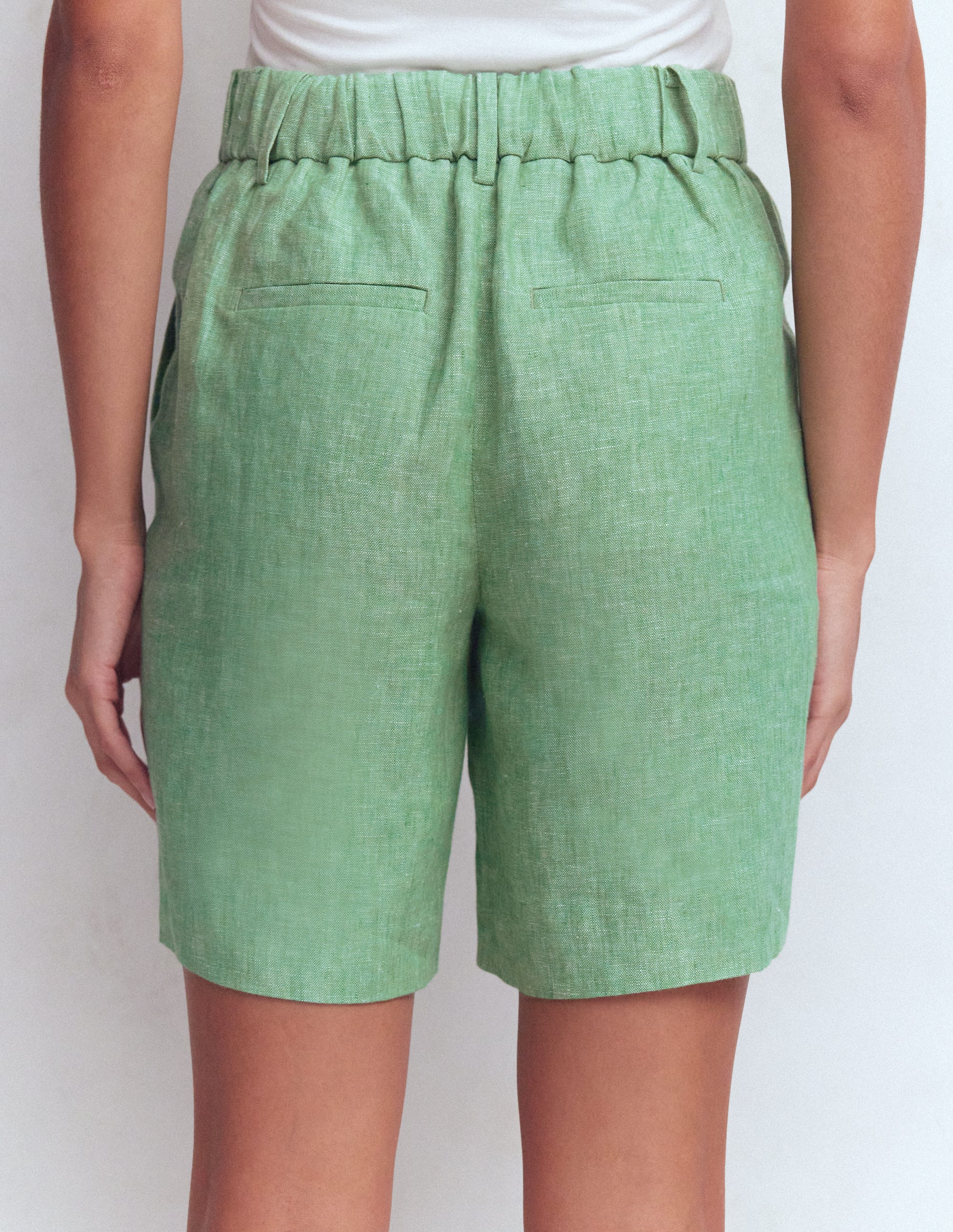 Kensington Linen Shorts-Aloe Green Chambray - Image 3